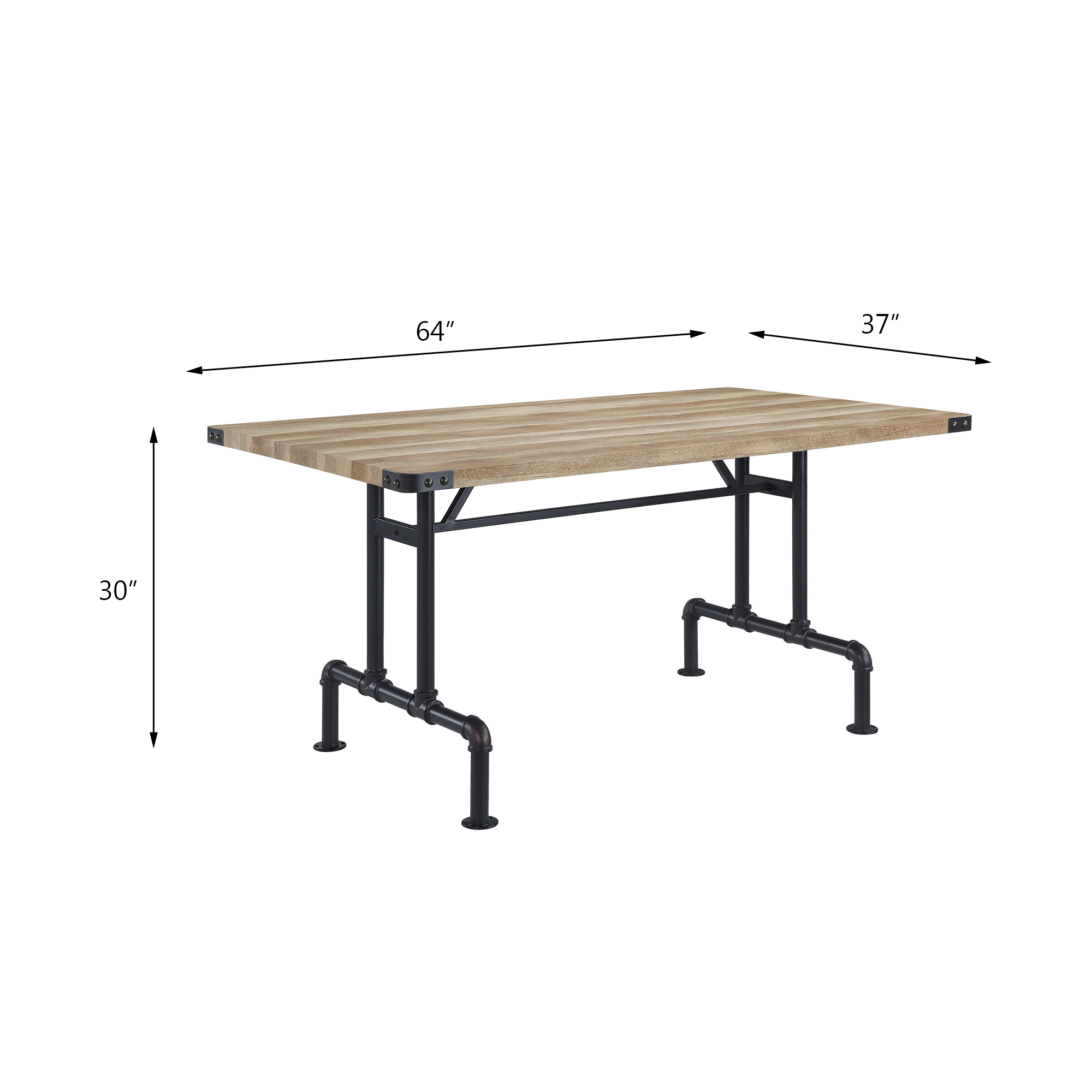 Oak and Sandy Black Dining Table with Metal Leg