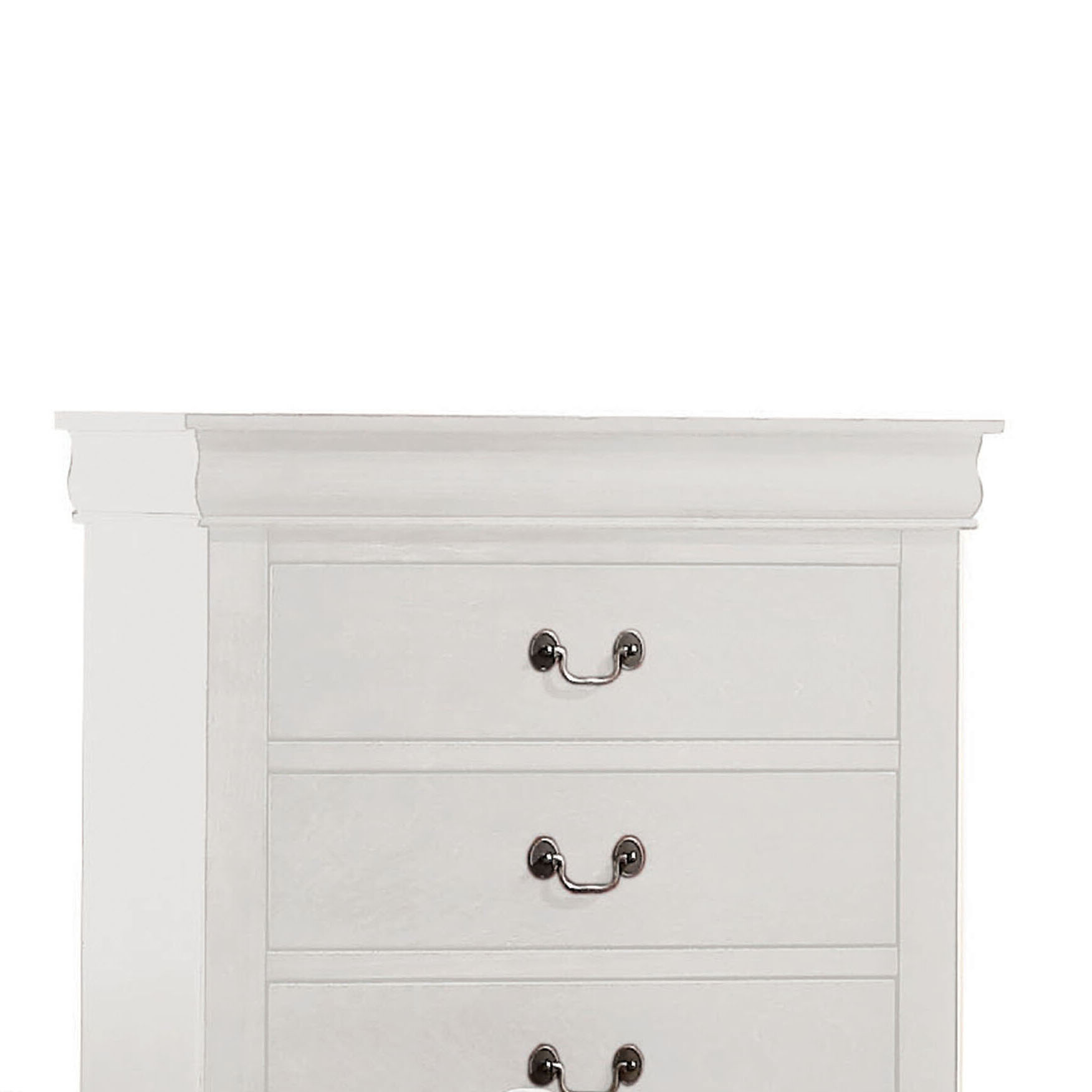 White 5-Drawer Chest with Metal Handles