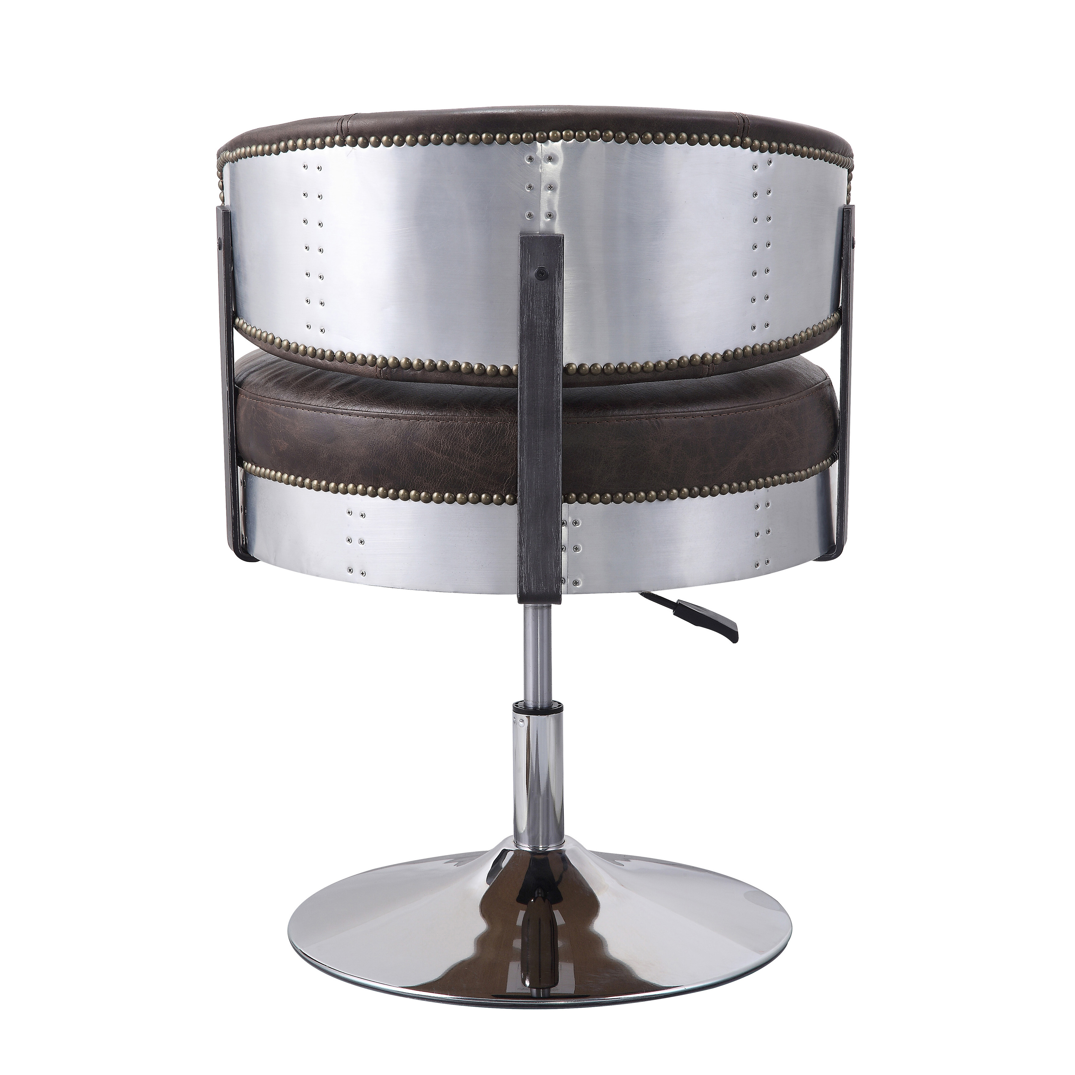 Distress Chocolate and Chrome Adjustable Swivel Stool