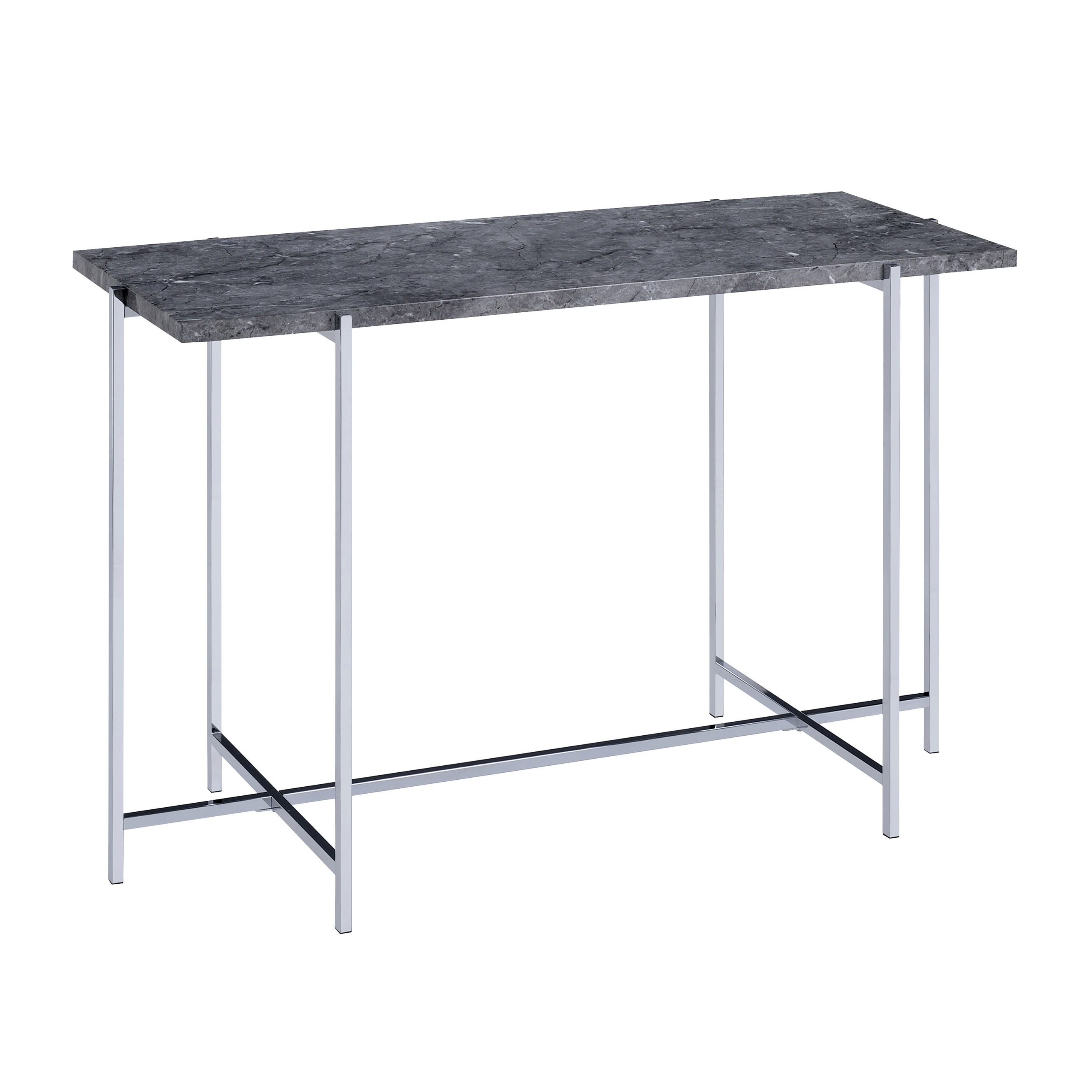 Grey and Chrome Rectangle Sofa Table