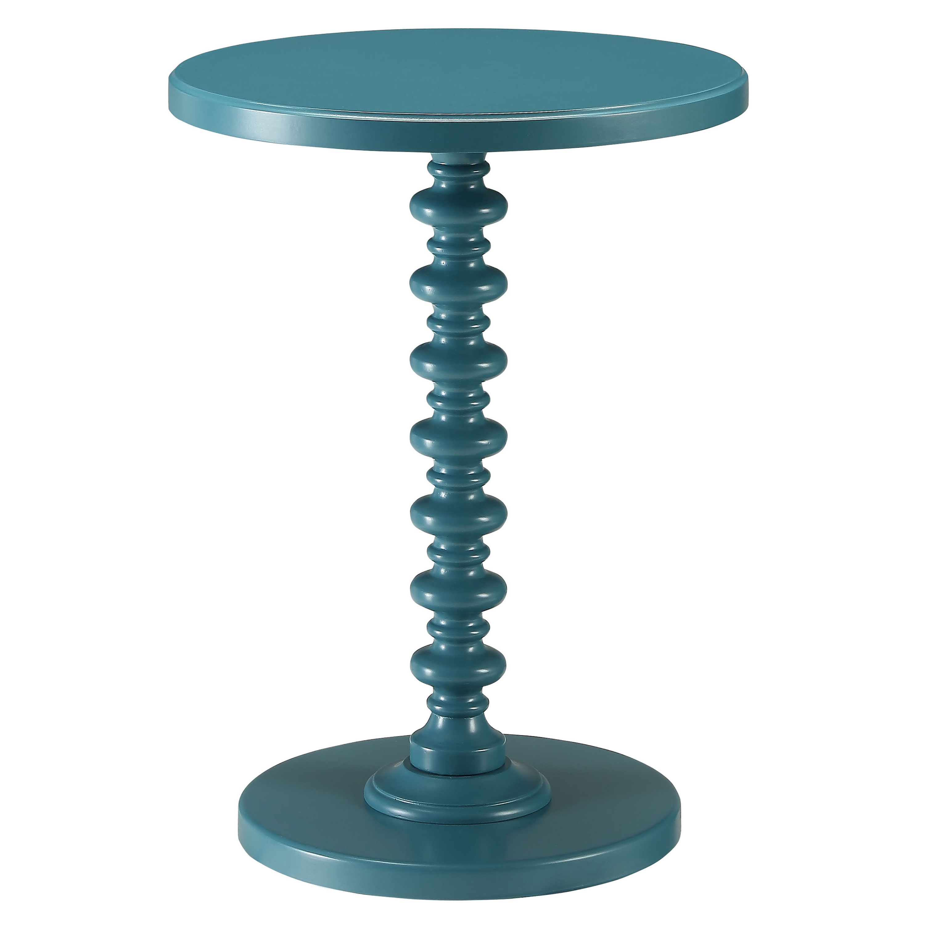 Teal Round Wooden Side Table