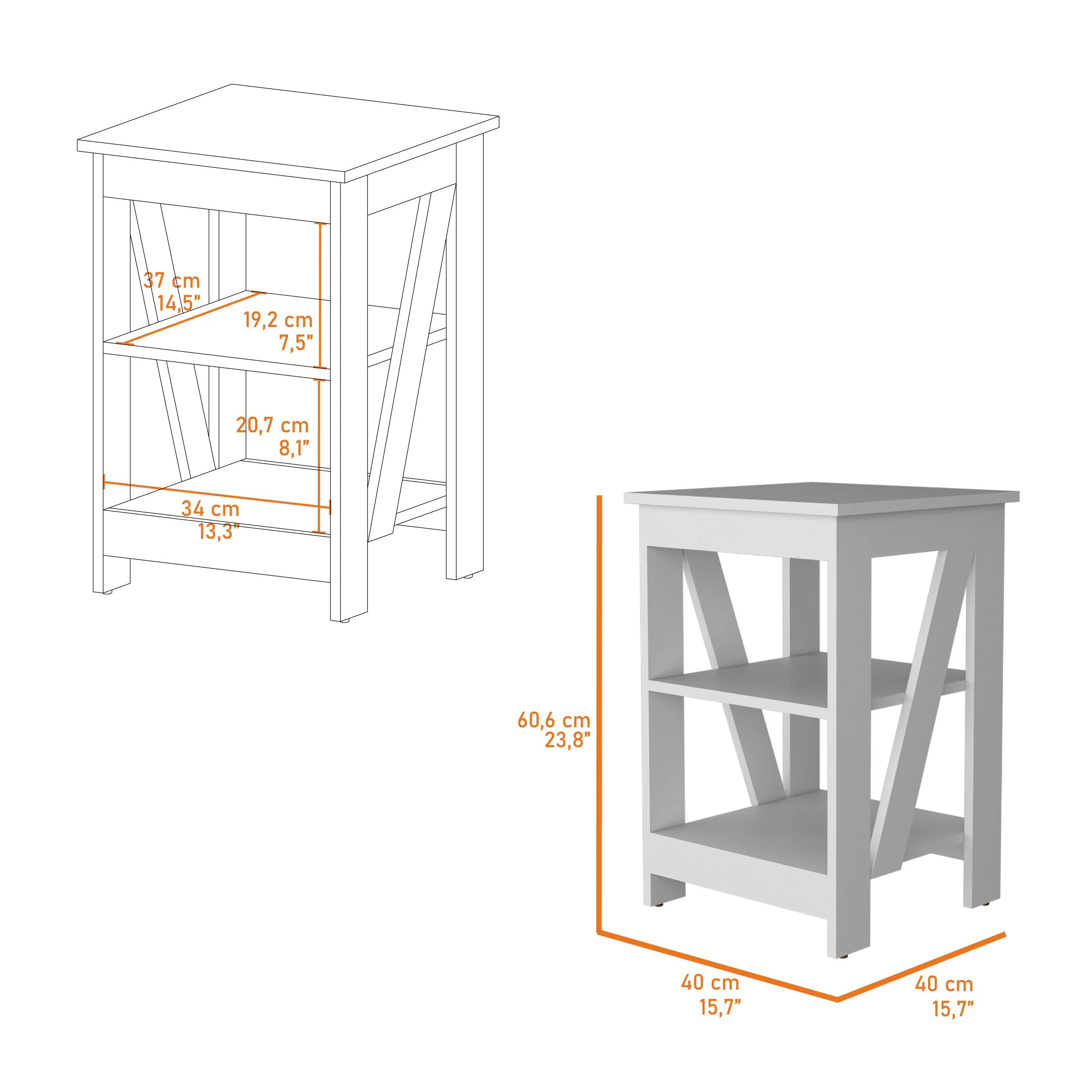 White Table with 2 Shelves