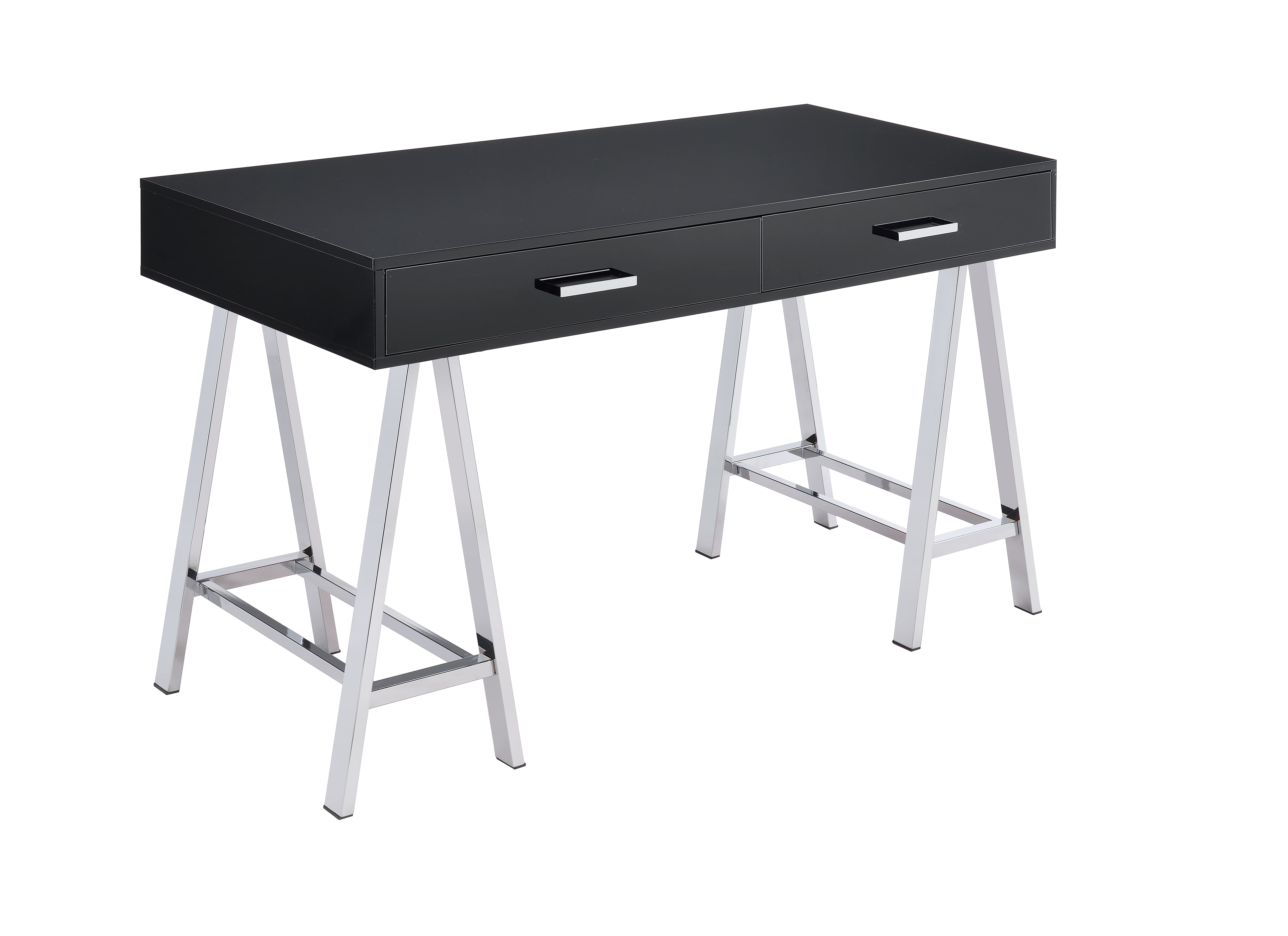 Black High Gloss and Chrome Writing Desk with USB Port