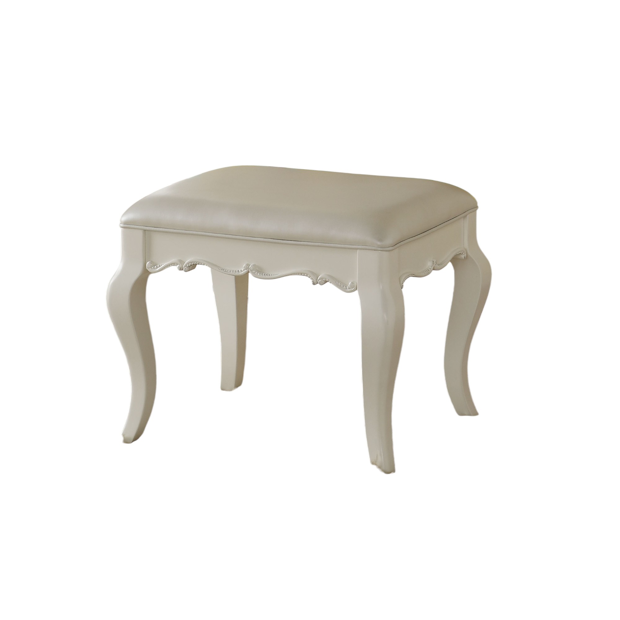 Pearl and Pearl White Padded Vanity Stool