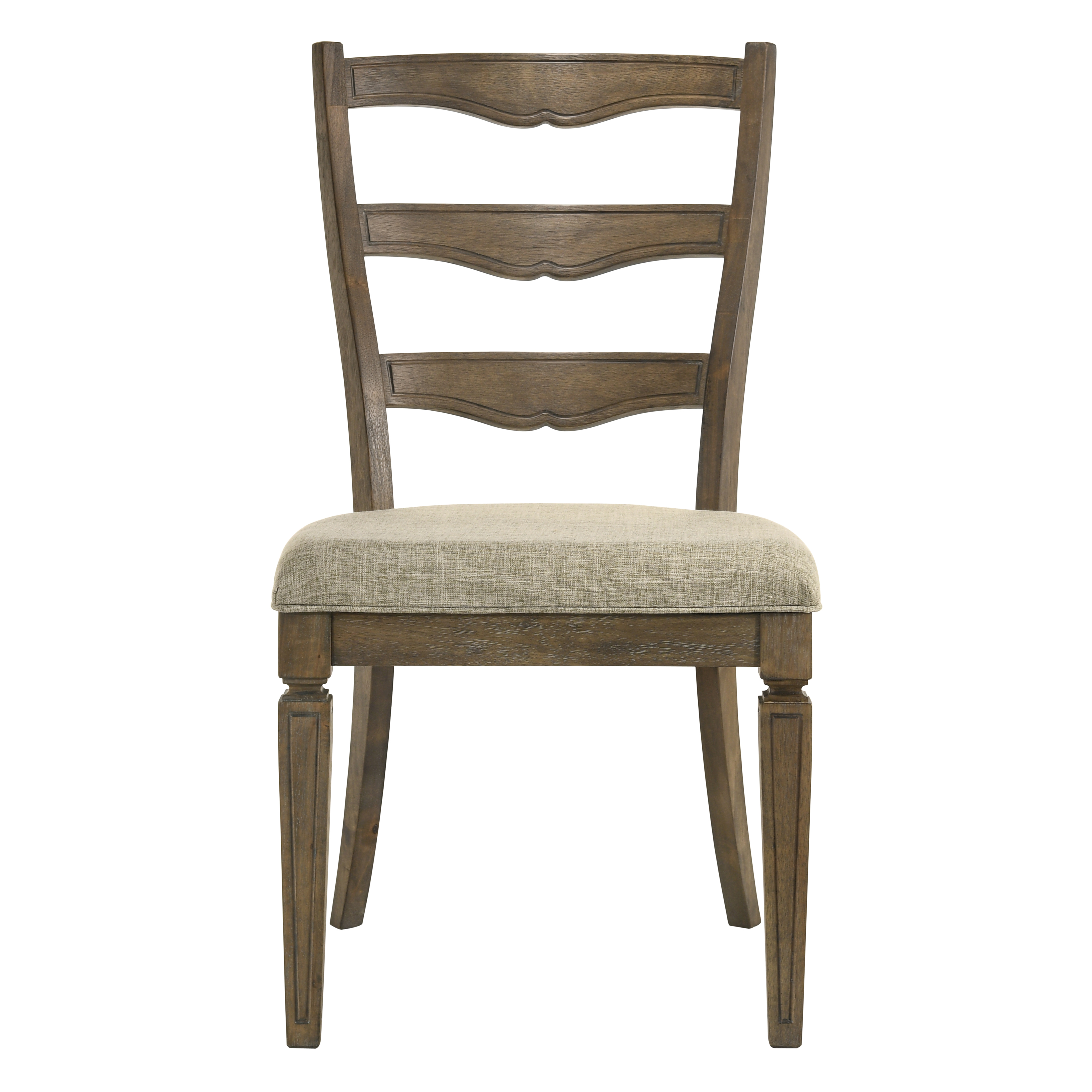 Beige and Weathered Oak Side Chair with Ladder Back (Set of 2)