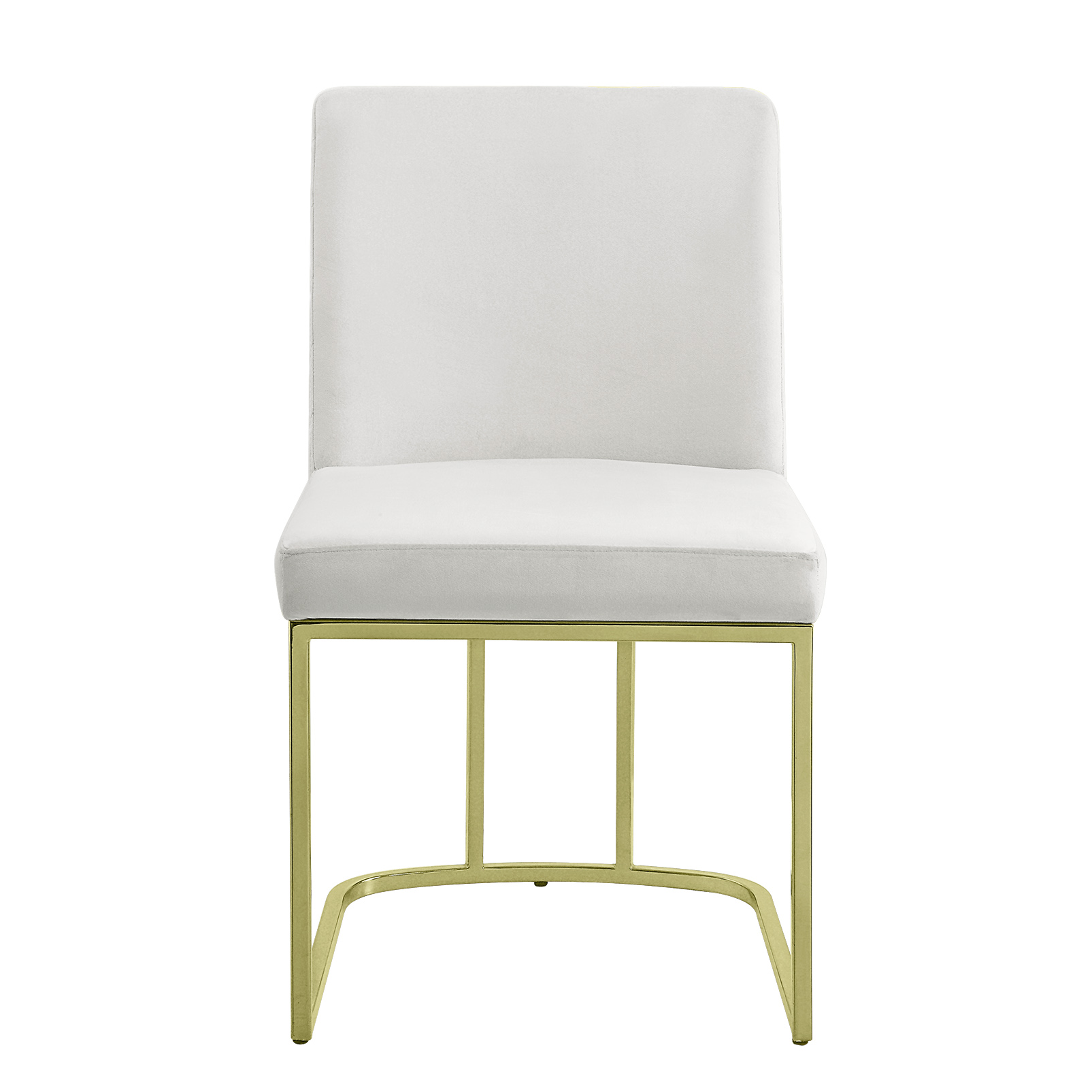 White and Gold Side Chair with Metal Base (Set of 2)