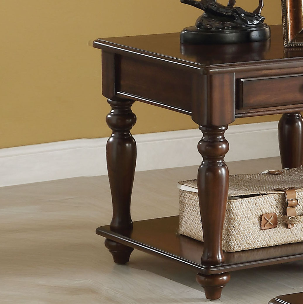 Walnut 1-Drawer End Table with Shelf