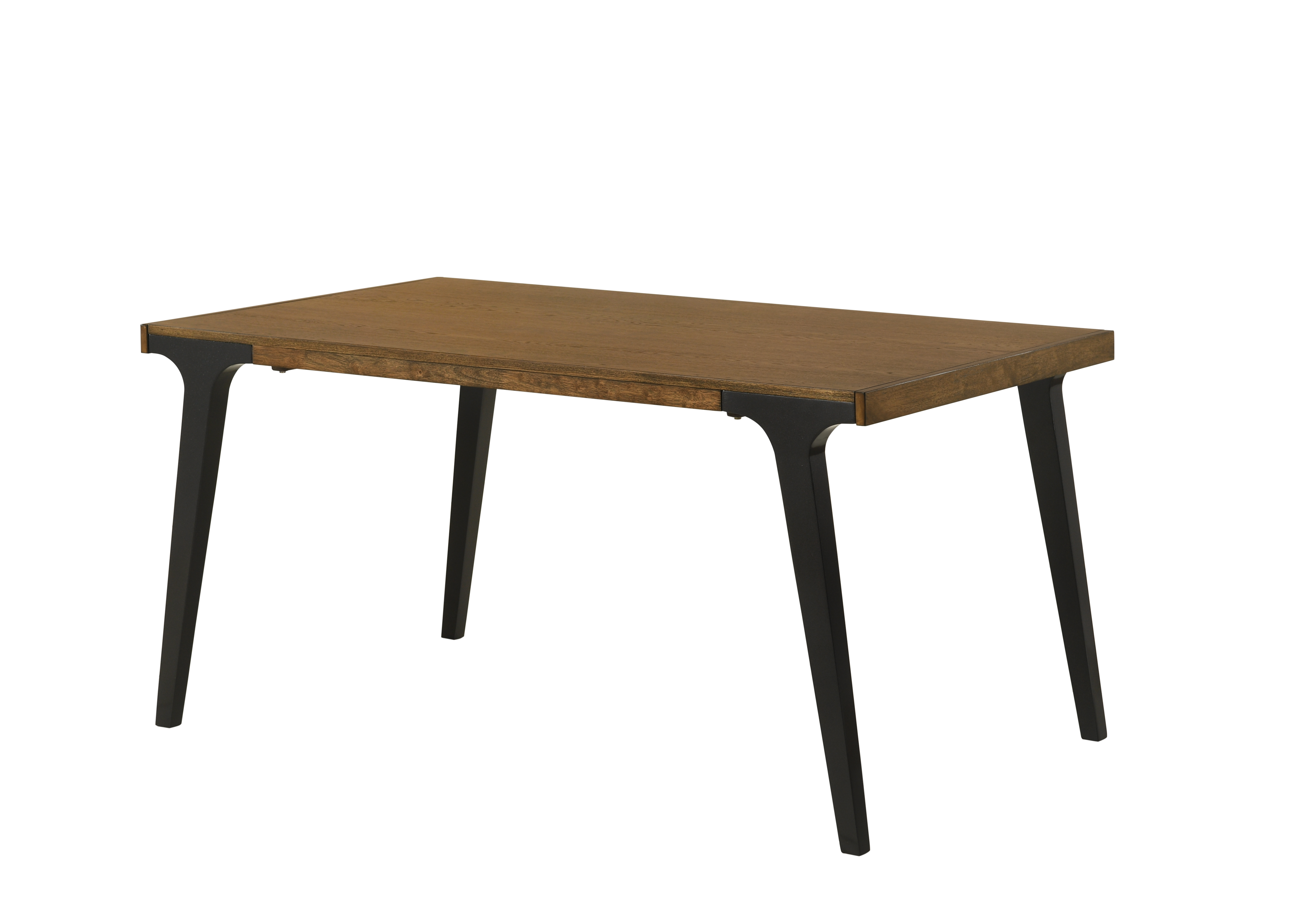 Walnut and Black Extendable Dining Table with 2 Leaf