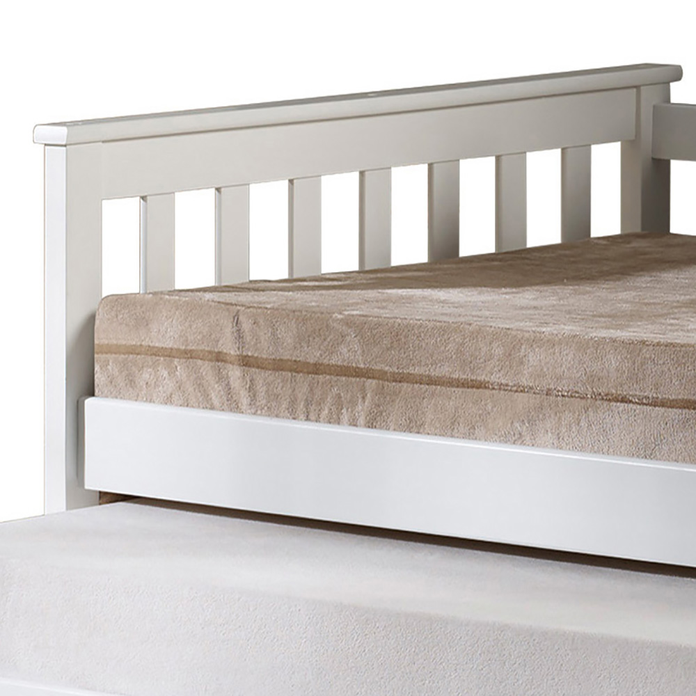 White Slatted Armrest Twin Daybed with Roll-out Bed