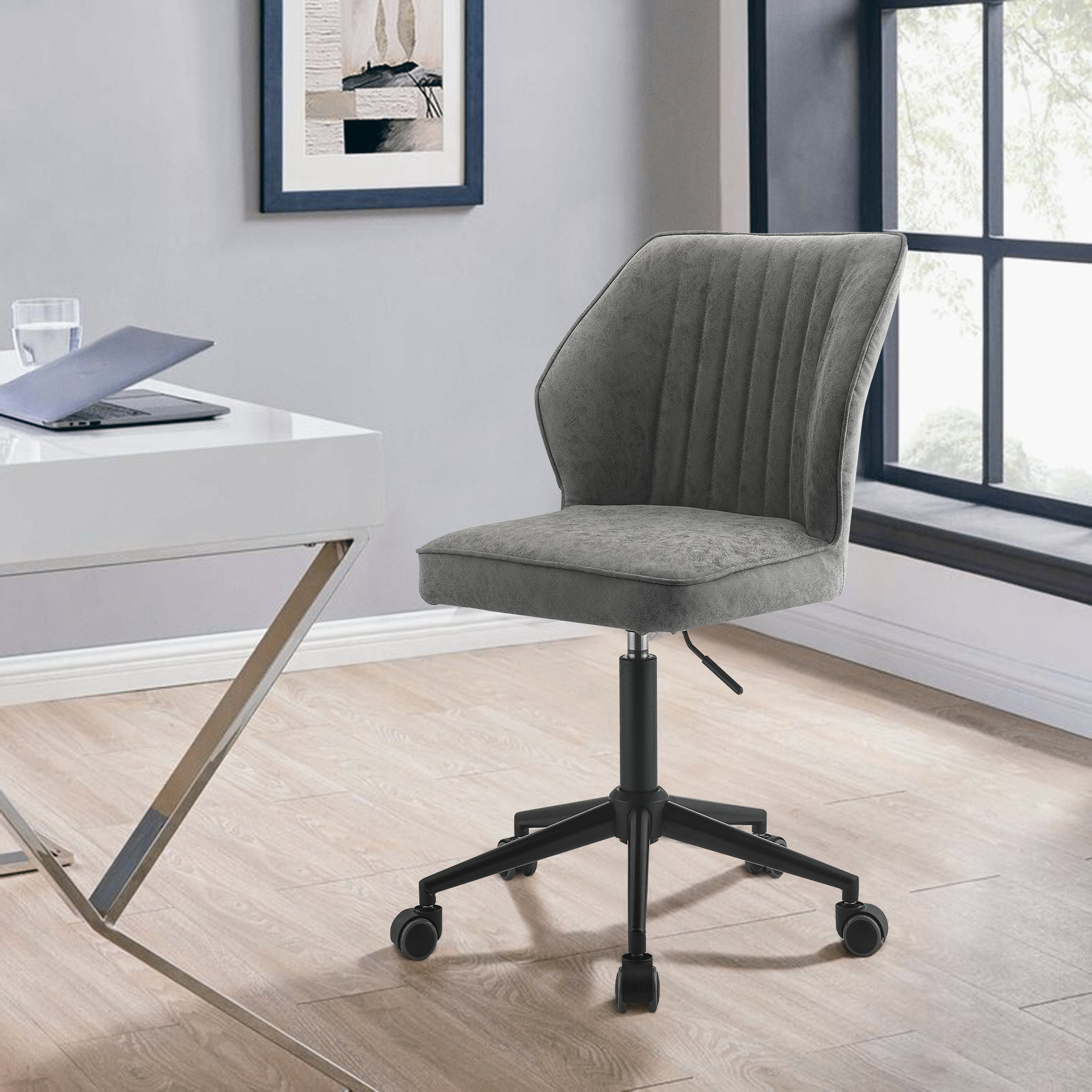 Vintage Grey and Black Armless Office Chair