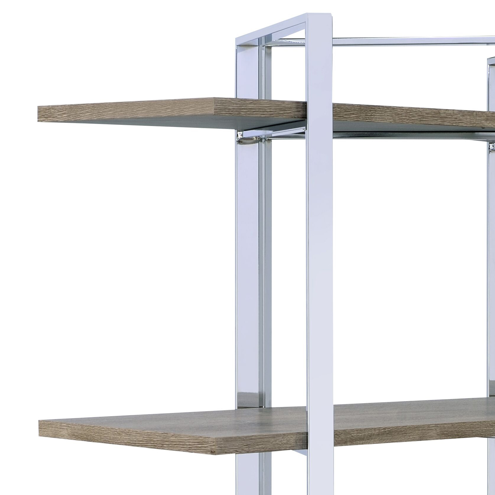 Natural and Chrome 4-Shelf Bookshelf