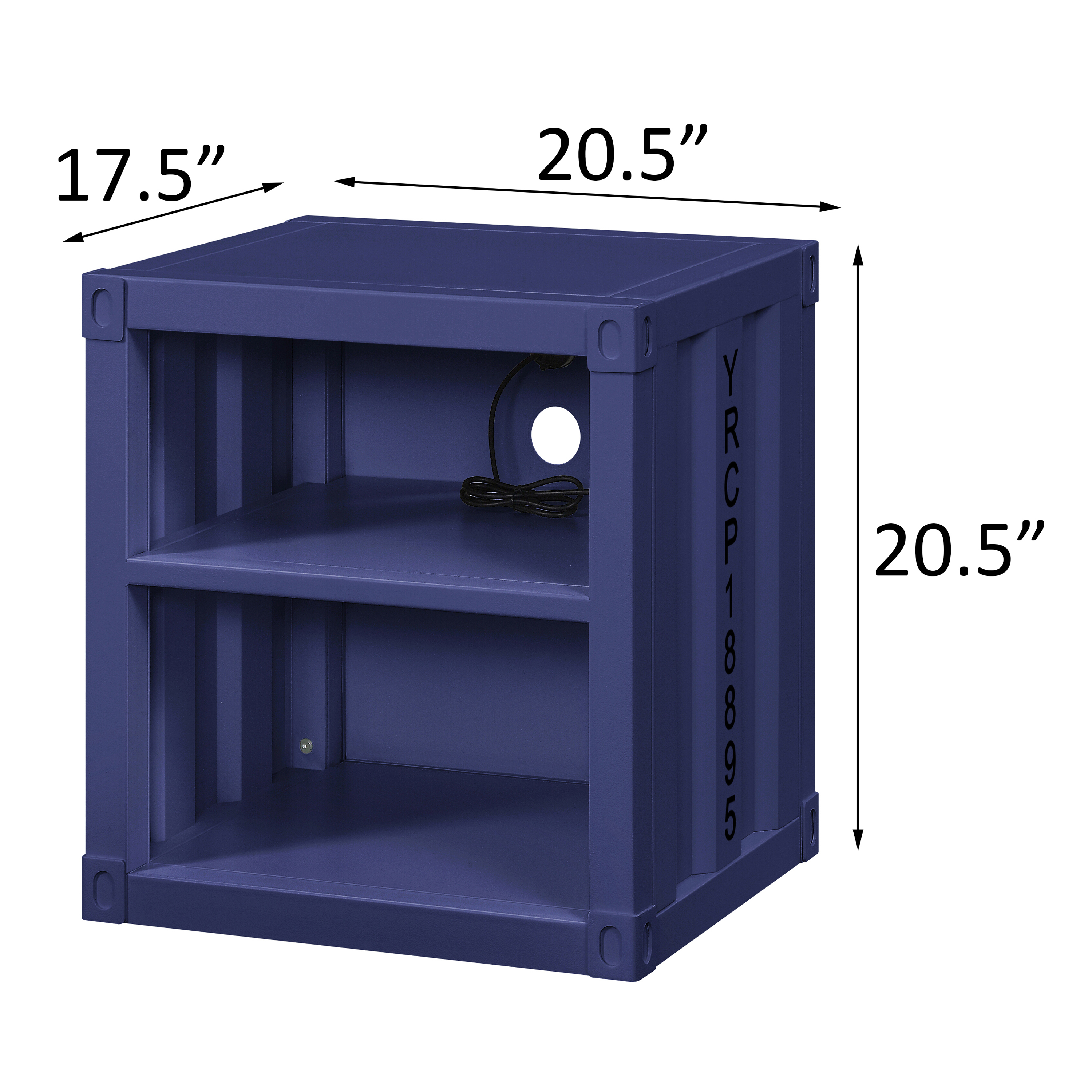 Blue Nightstand with Open Shelf