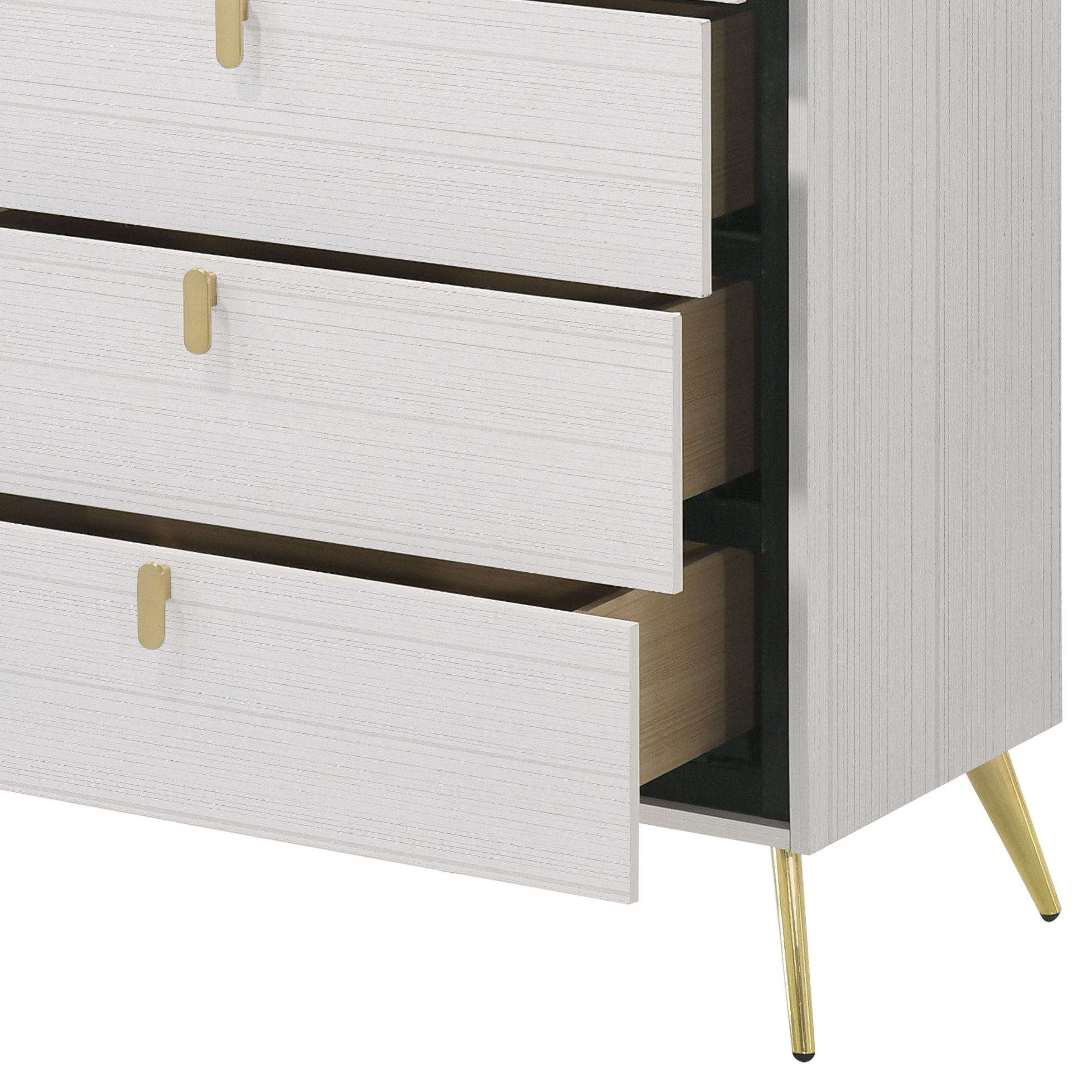 White 5-Drawer Chest with Pull Handles