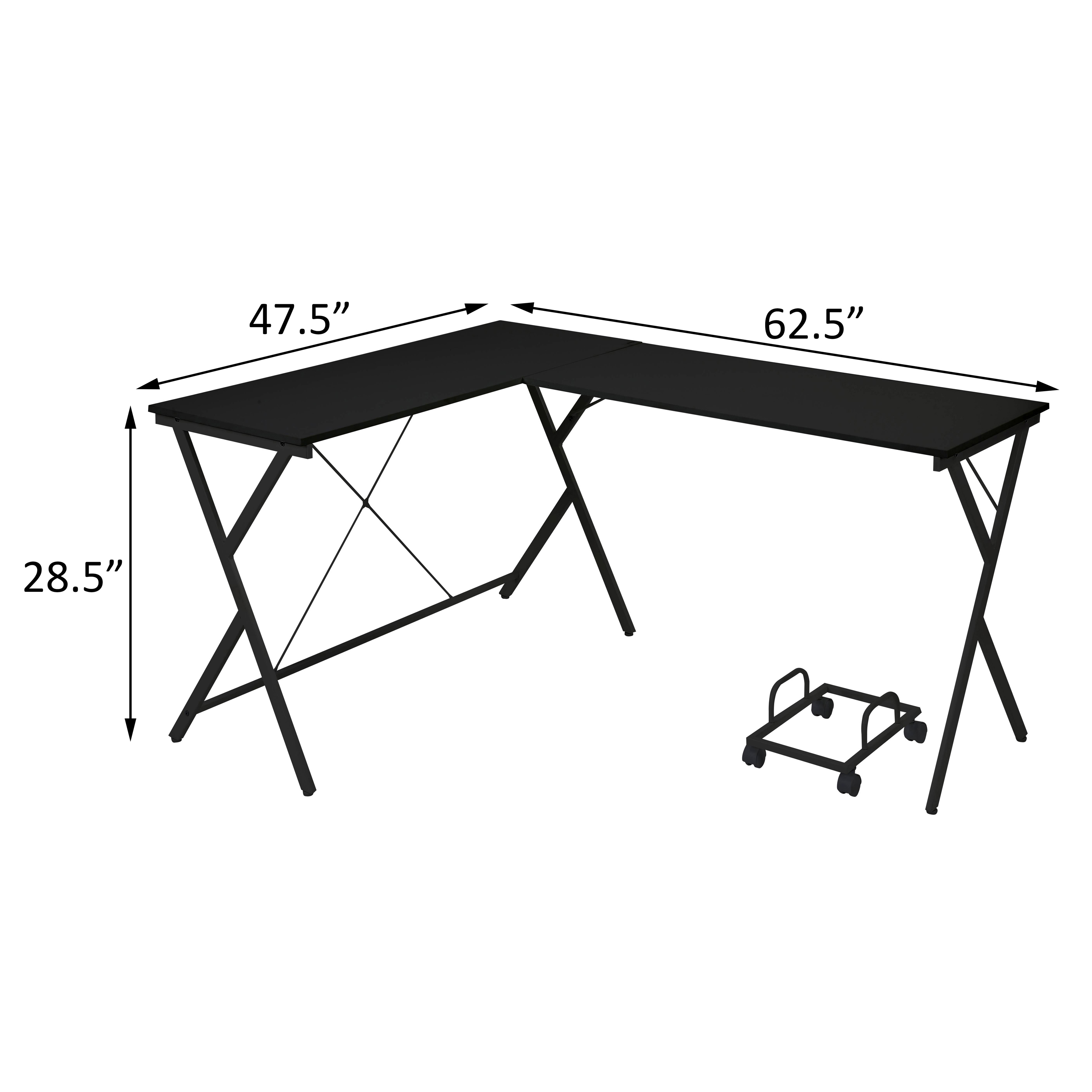 Black L-shaped Computer Desk with CPU Holder