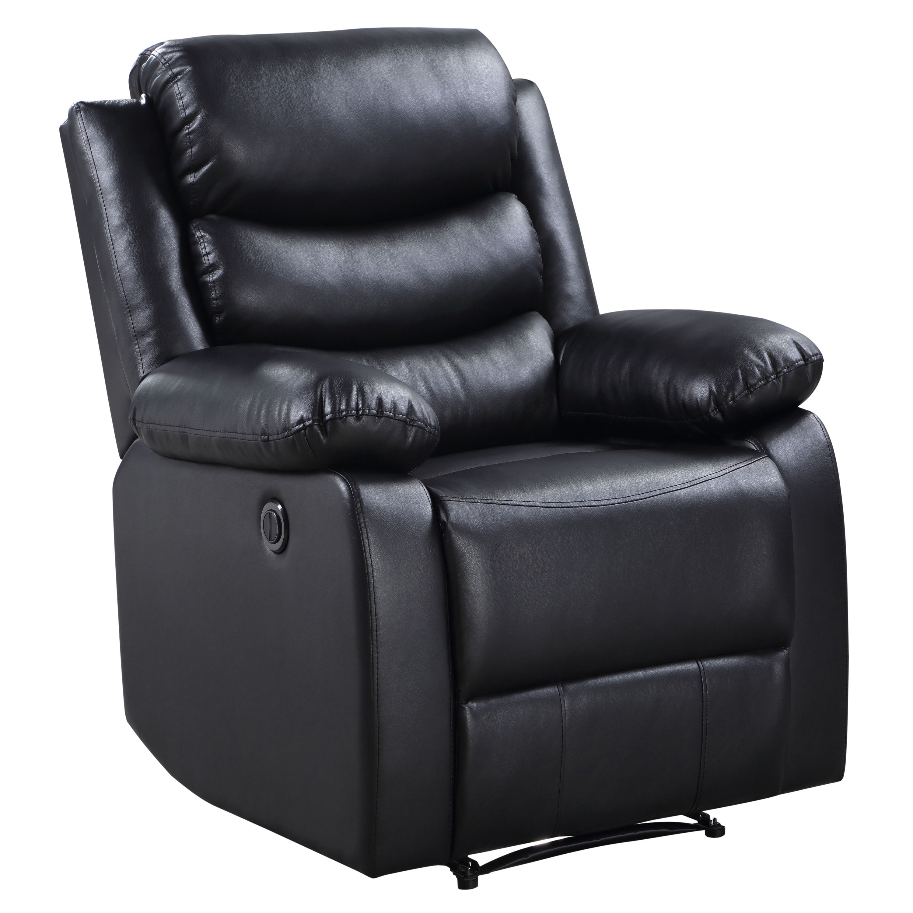 Black Power Recliner with Pillow Top Arms