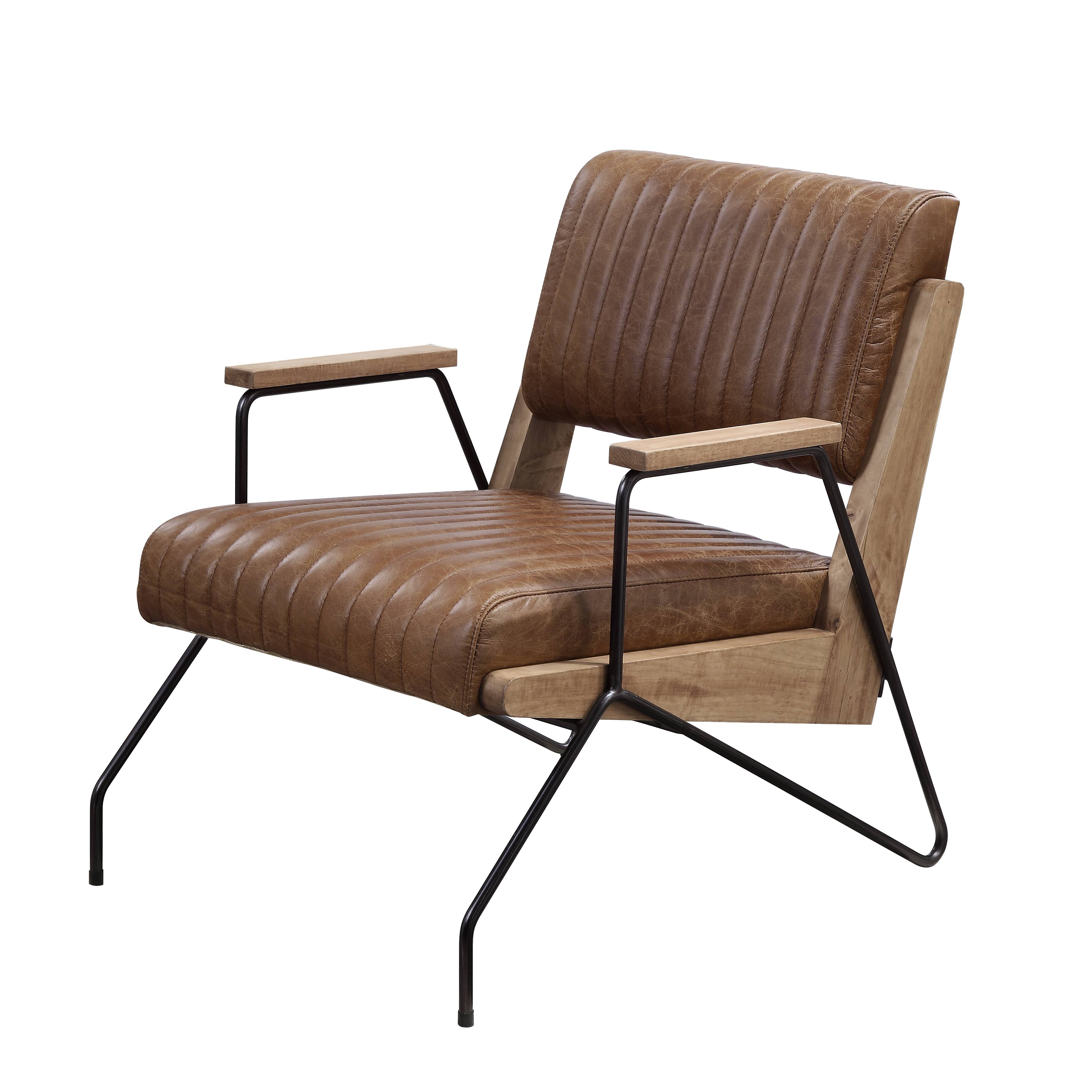 Cocoa and Matt Iron Accent Chair with Metal Leg