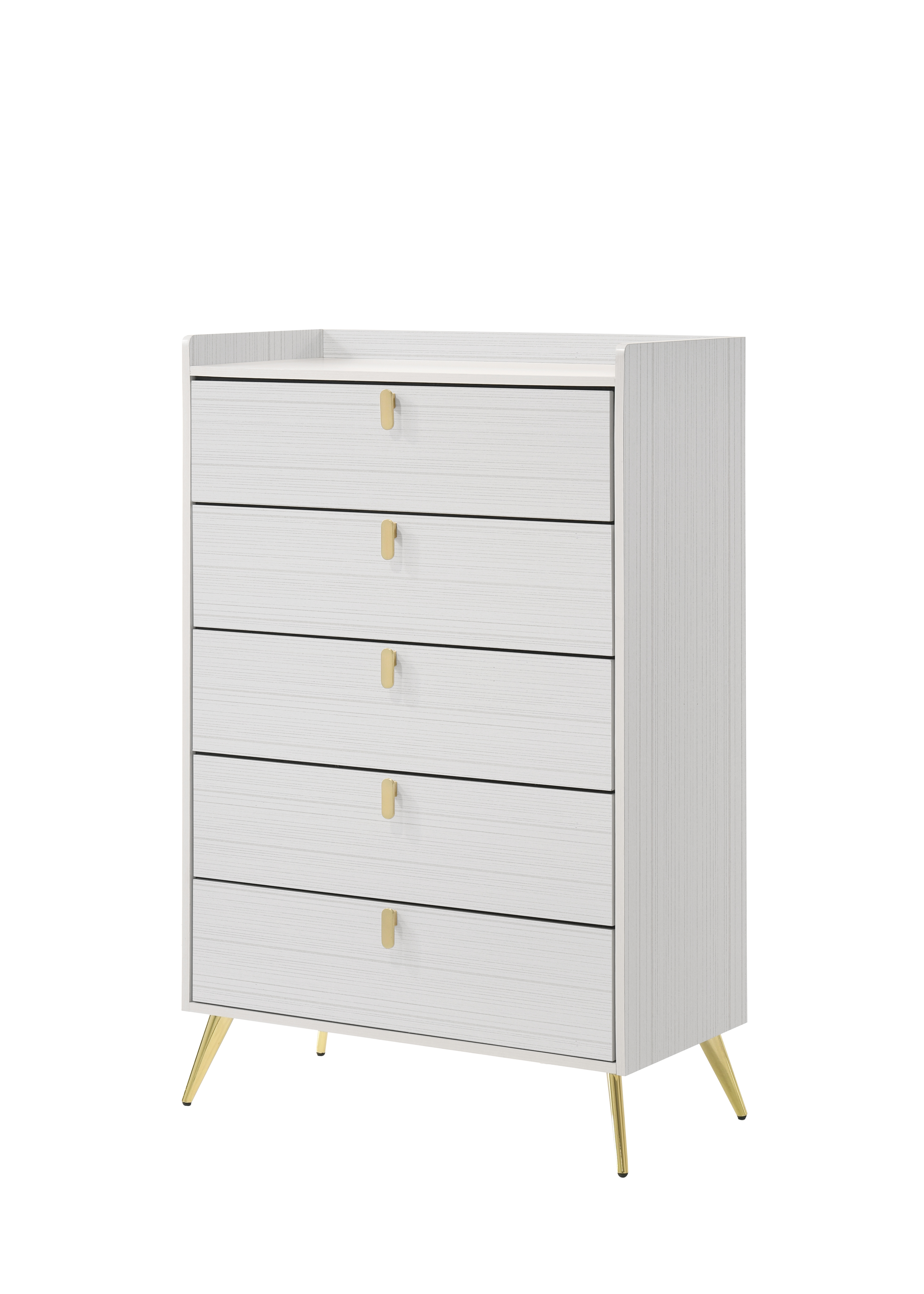 White 5-Drawer Chest with Pull Handles