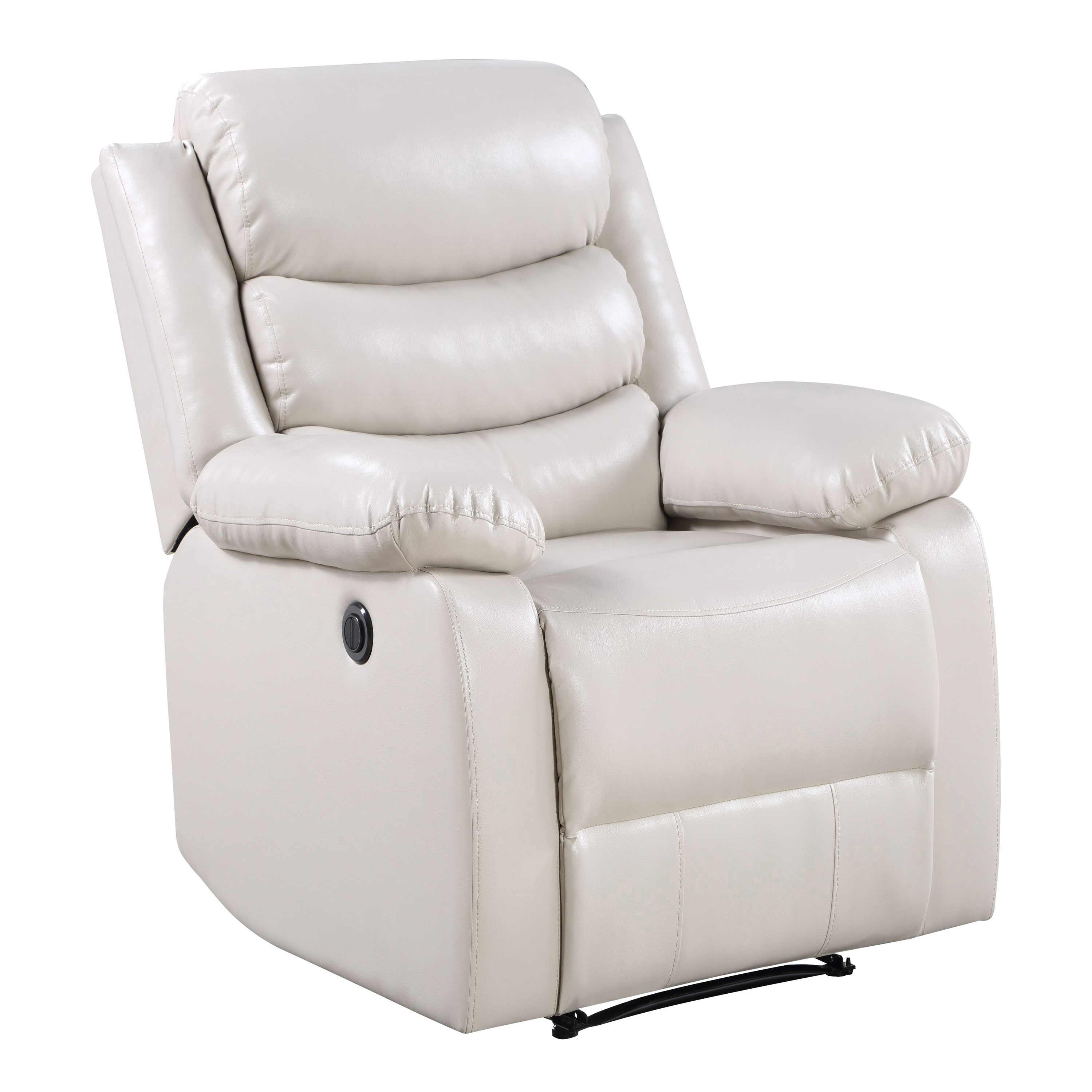 Beige Power Recliner with Pillow Top Arms