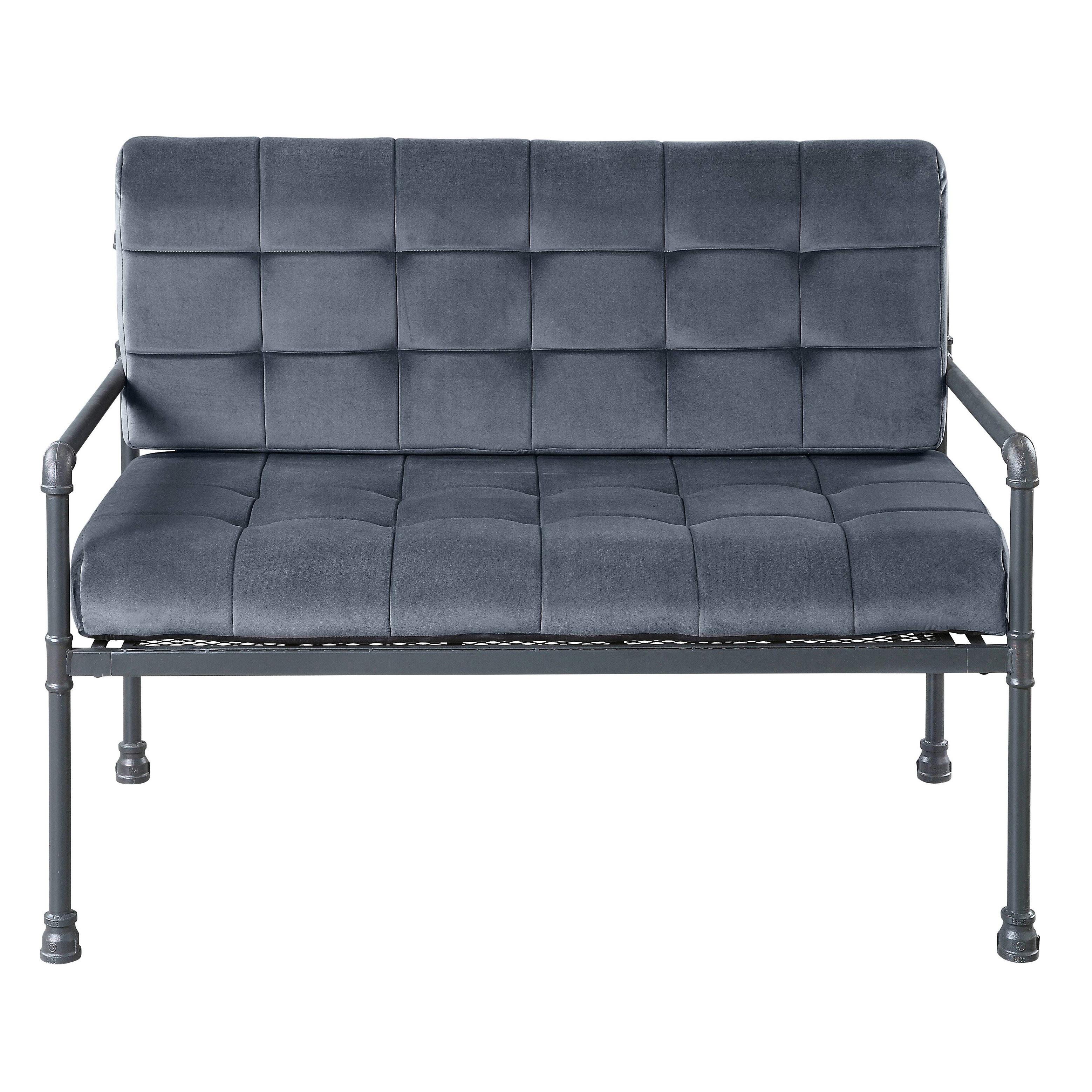 Grey and Sandy Grey Loveseat with Loose Back