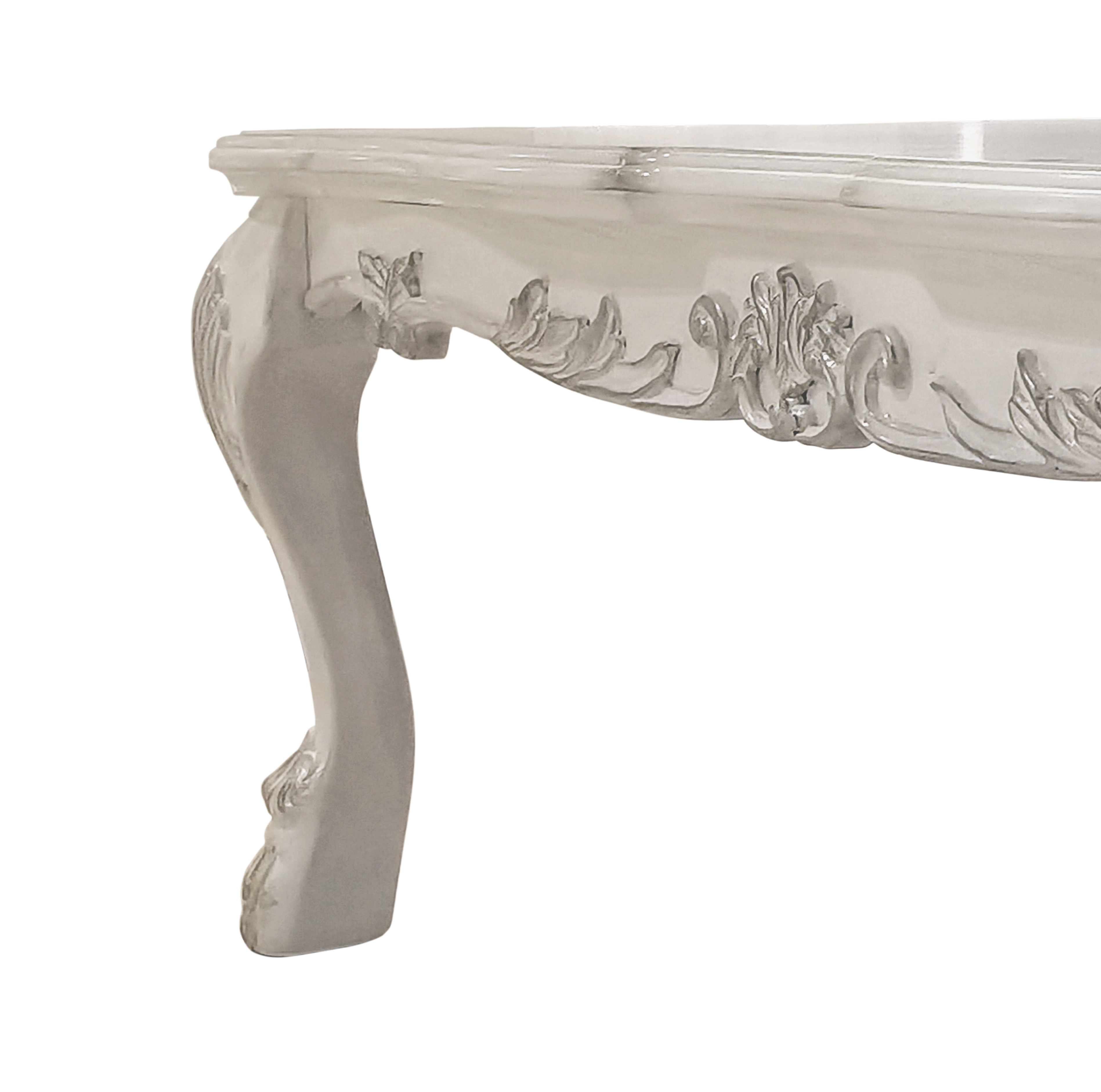 Bone White Coffee Table with Claw Leg