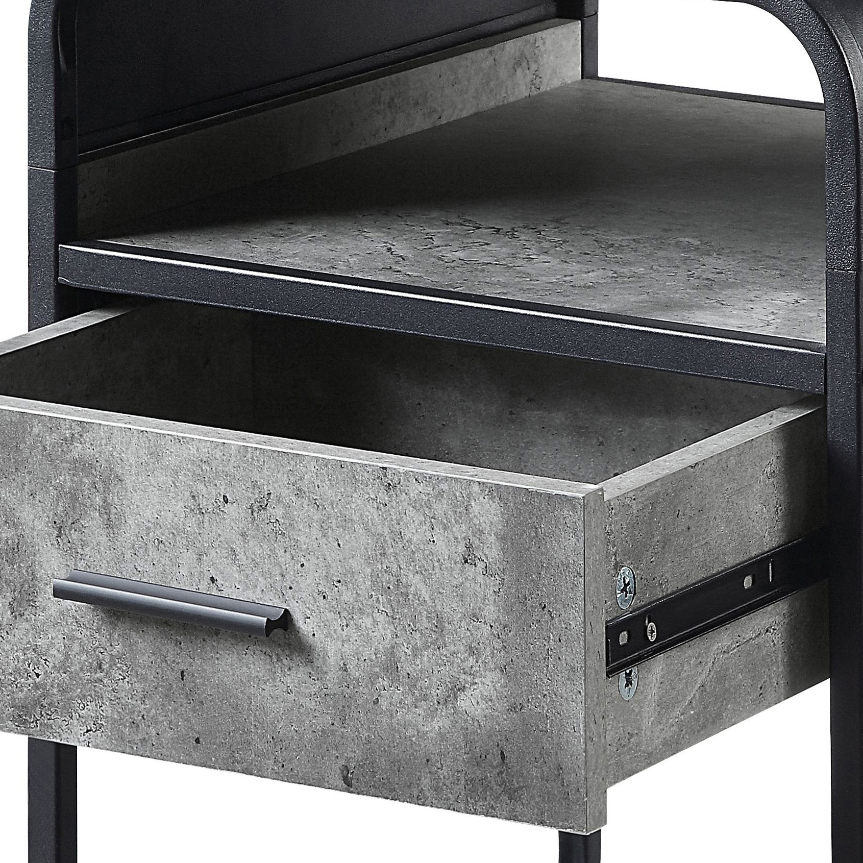 Concrete Grey and Black 1-drawer End Table