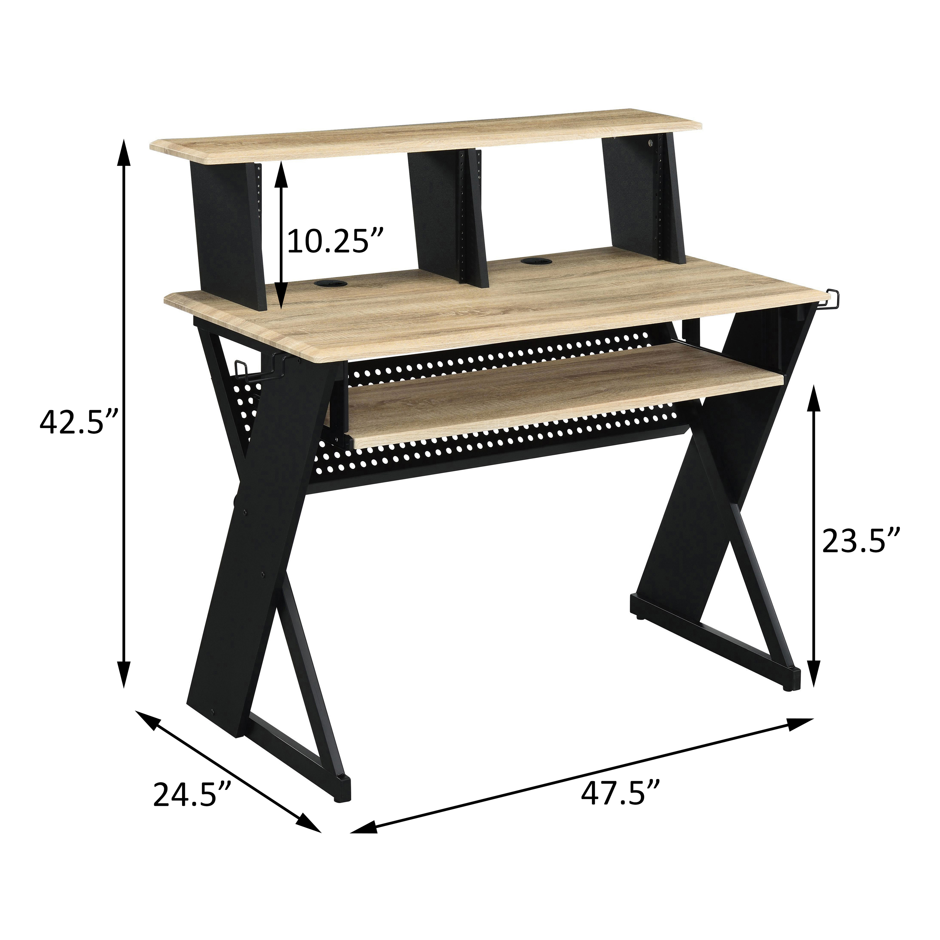 Natural and Black Music Desk with Cord Managements