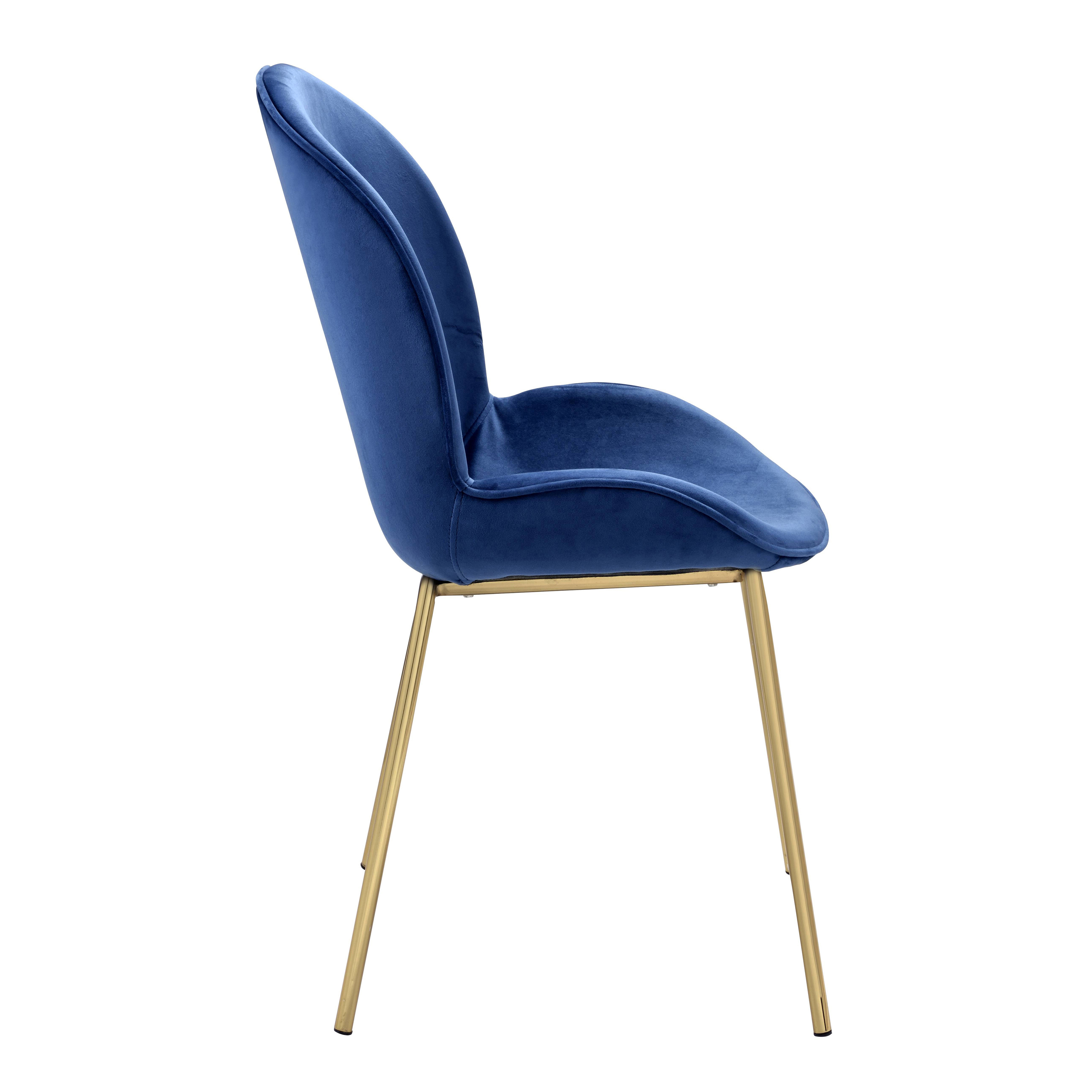 Blue and Gold Solid Back Side Chairs (Set of 2)