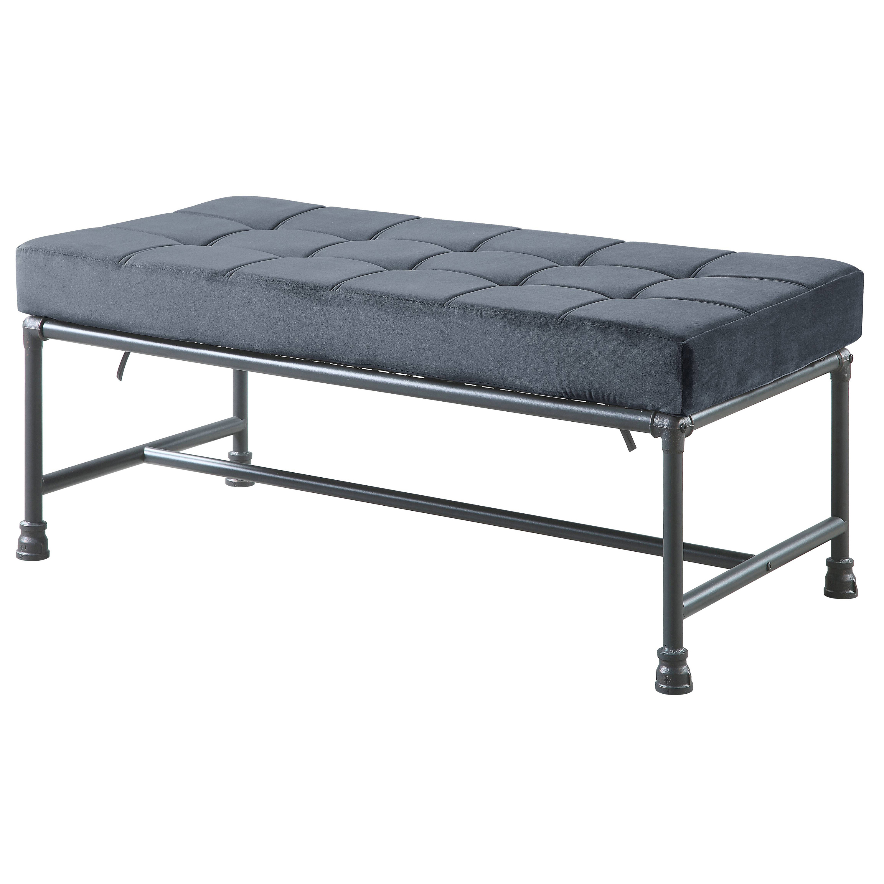 Grey and Sandy Grey Tufted Bench