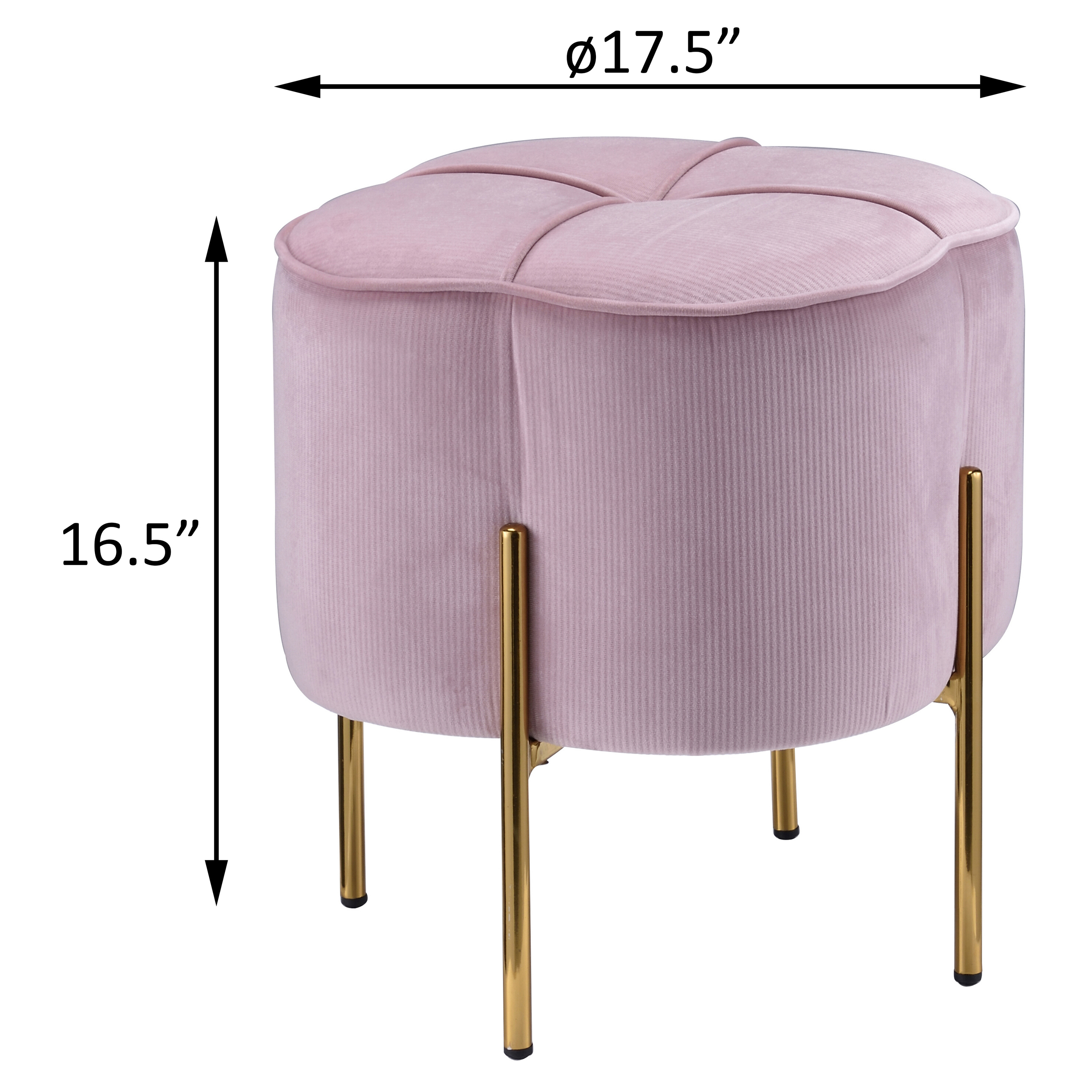 Blush Pink and Gold Round Ottoman