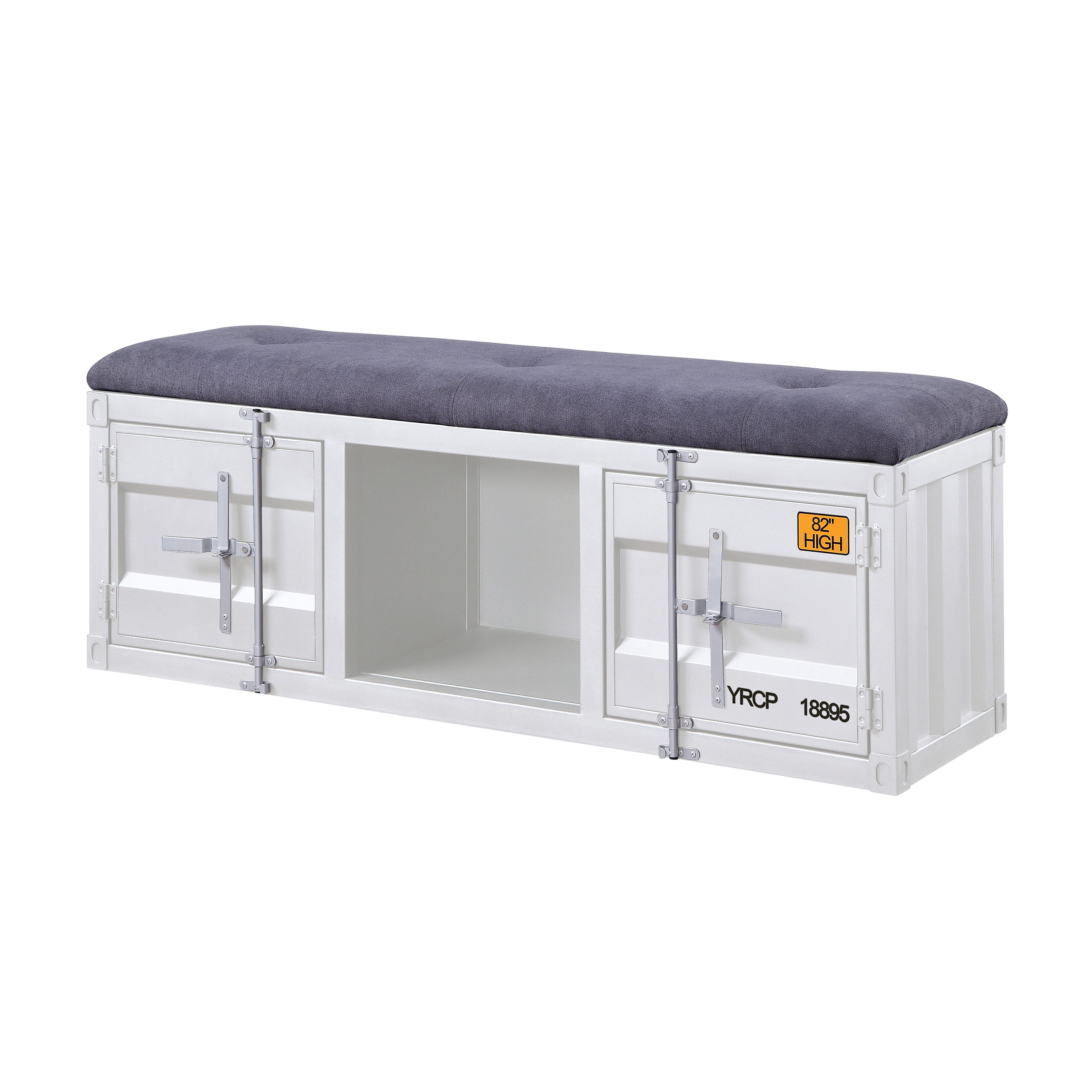 Grey and White Storage Bench