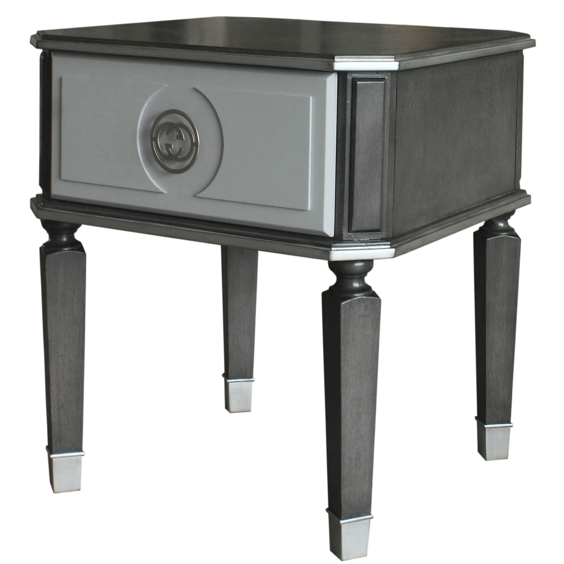 Charcoal and Light Grey End Table with 1 Drawer