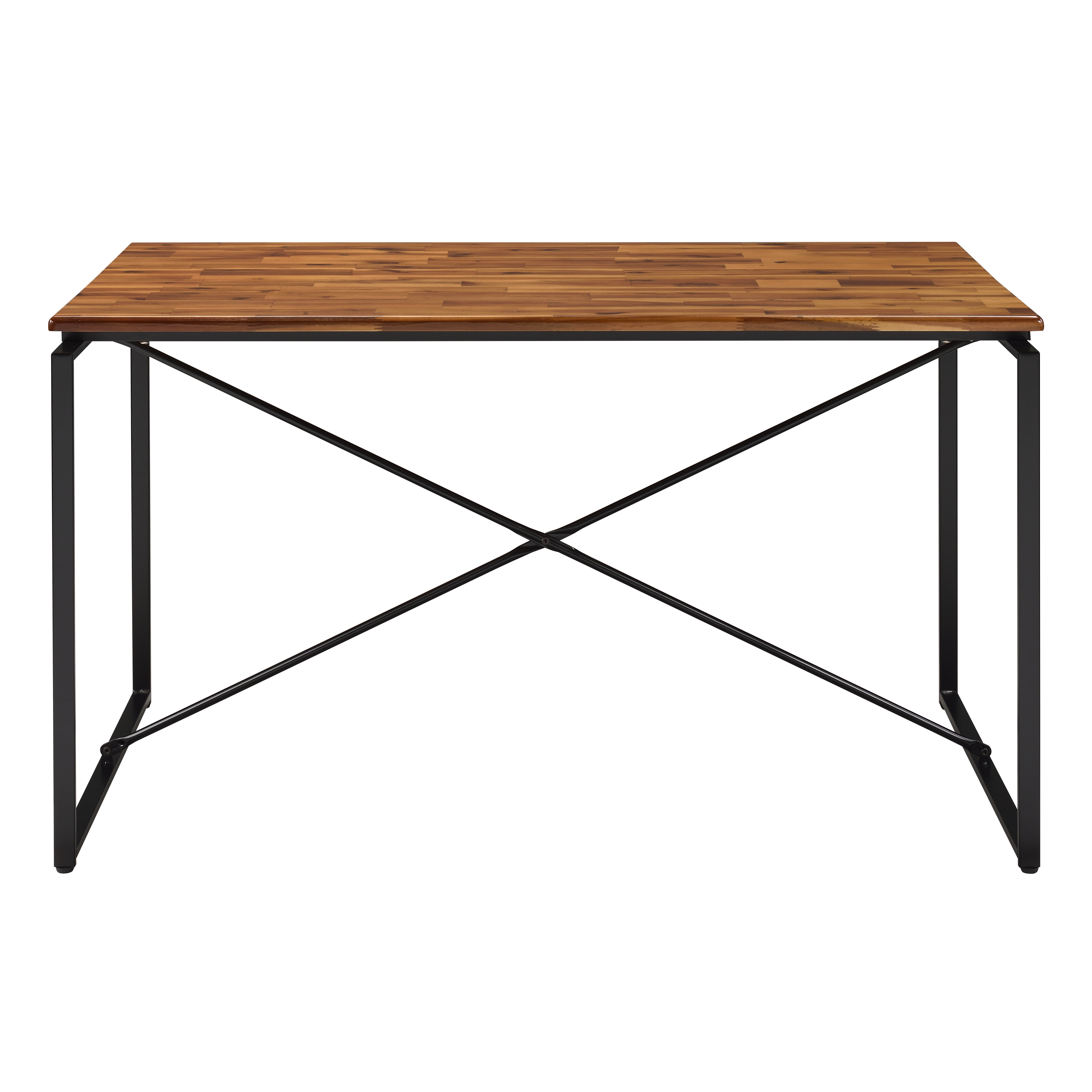 Oak and Black Dining Table with Metal Sled Base