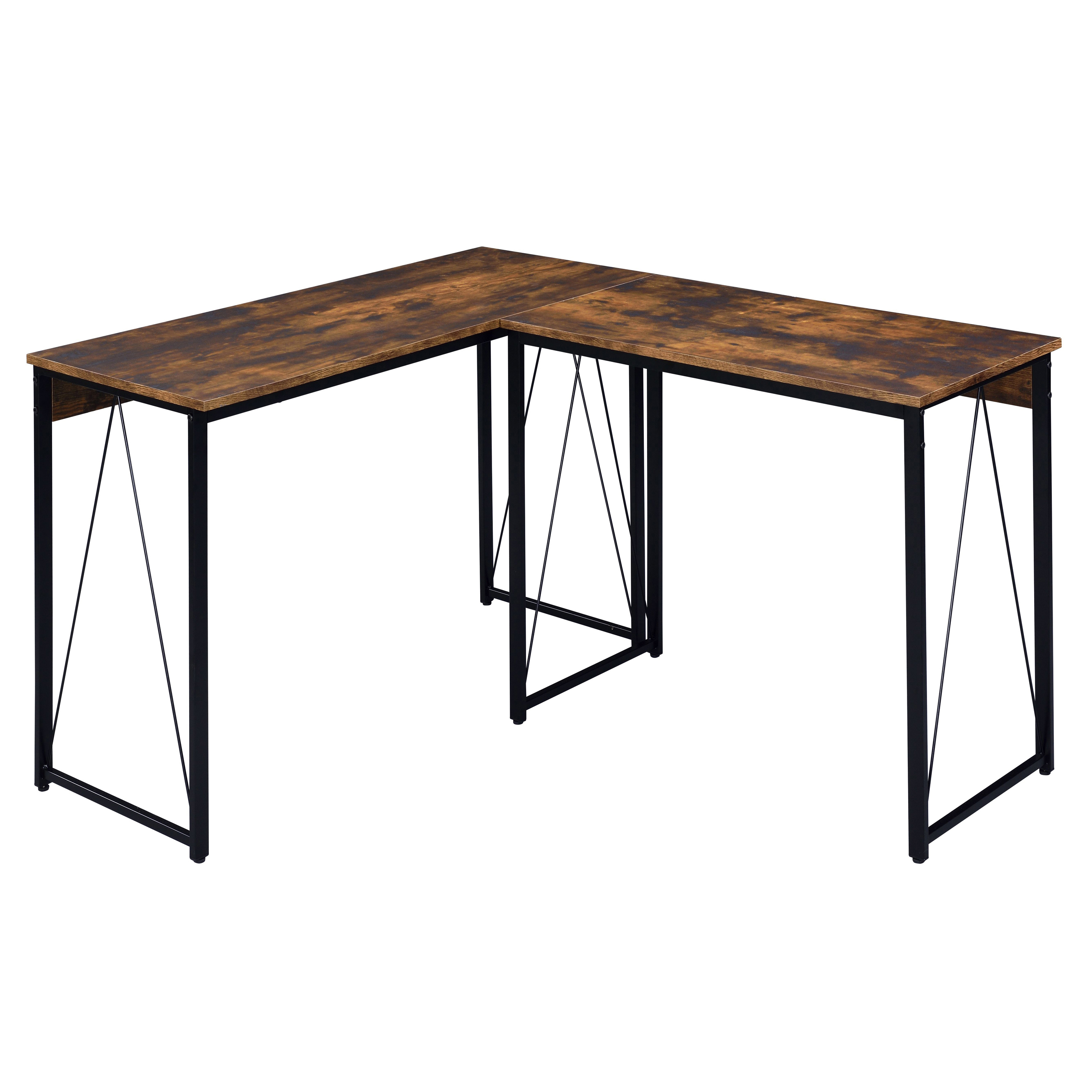 Weathered Oak and Black 47.5" Writing Desk with Metal Sled Base