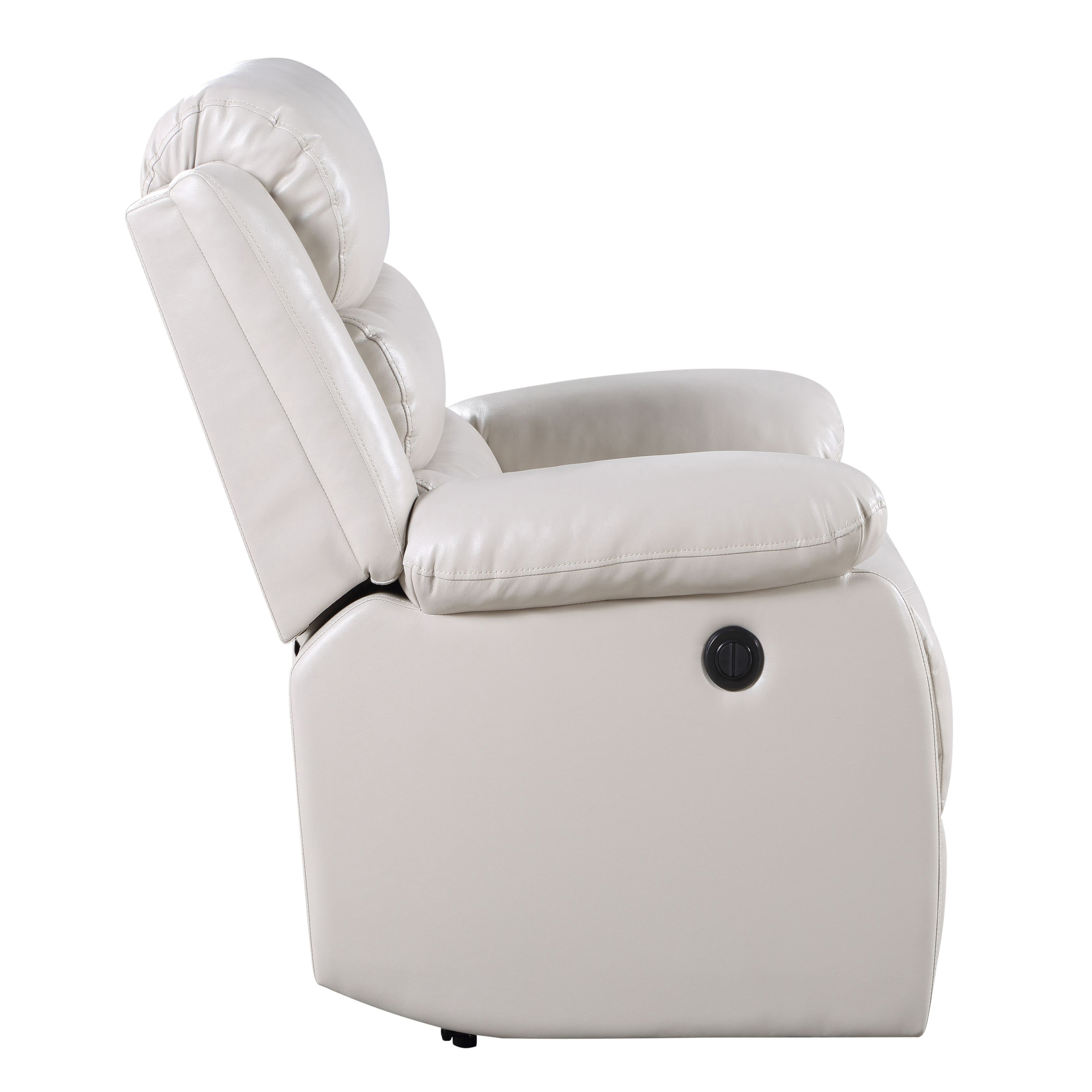 Beige Power Recliner with Pillow Top Arms