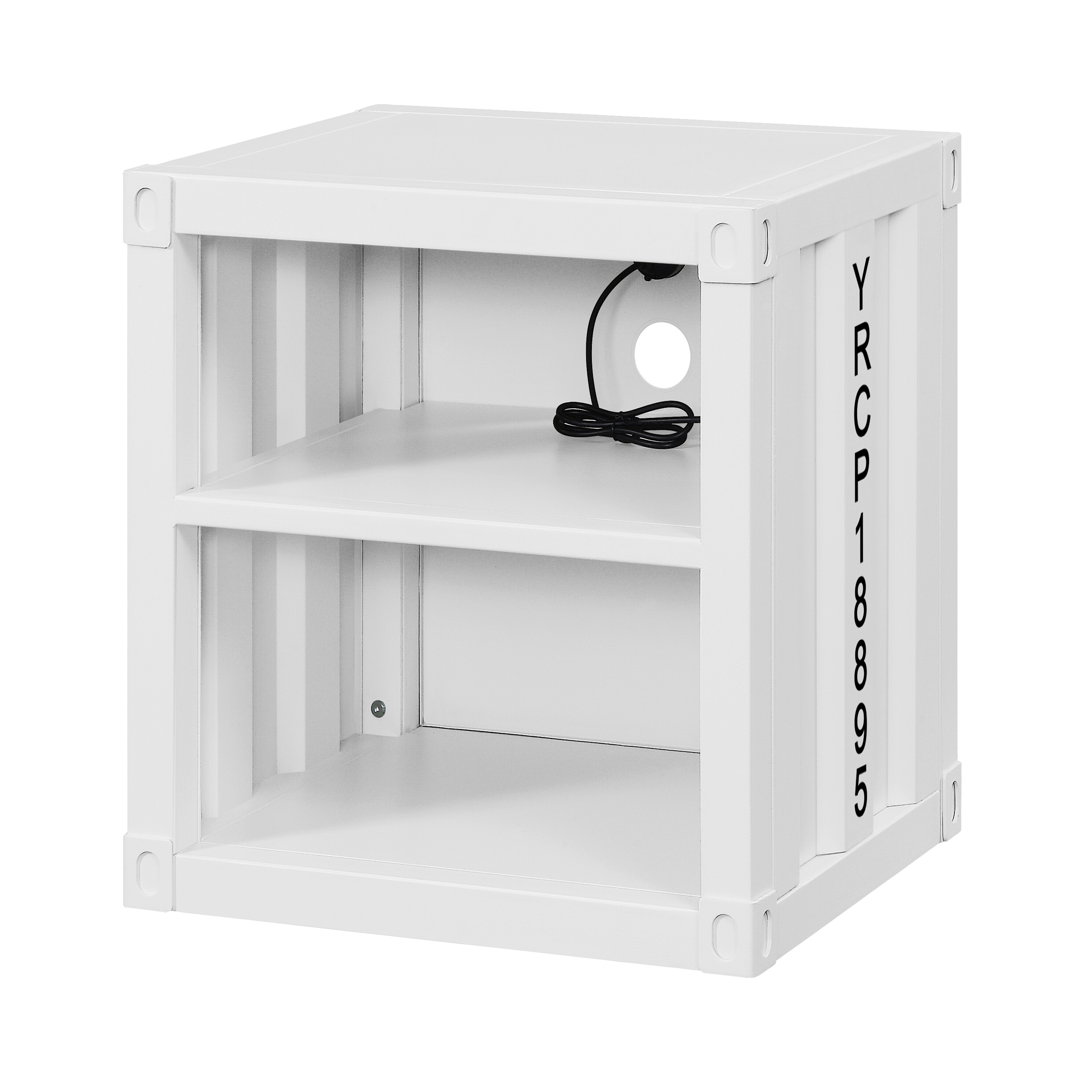 White Nightstand with Open Shelf