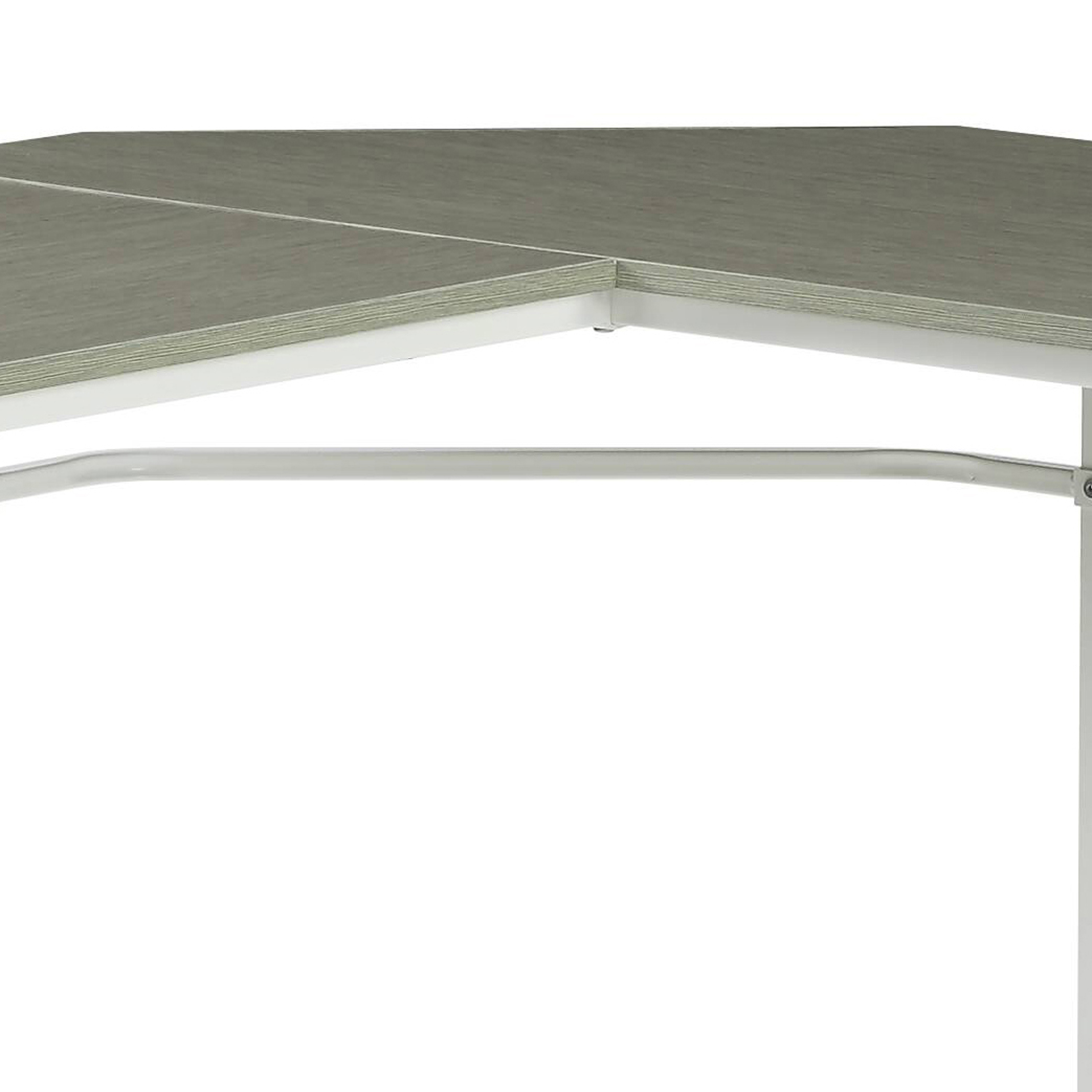 Grey and White L-shape Computer Desk