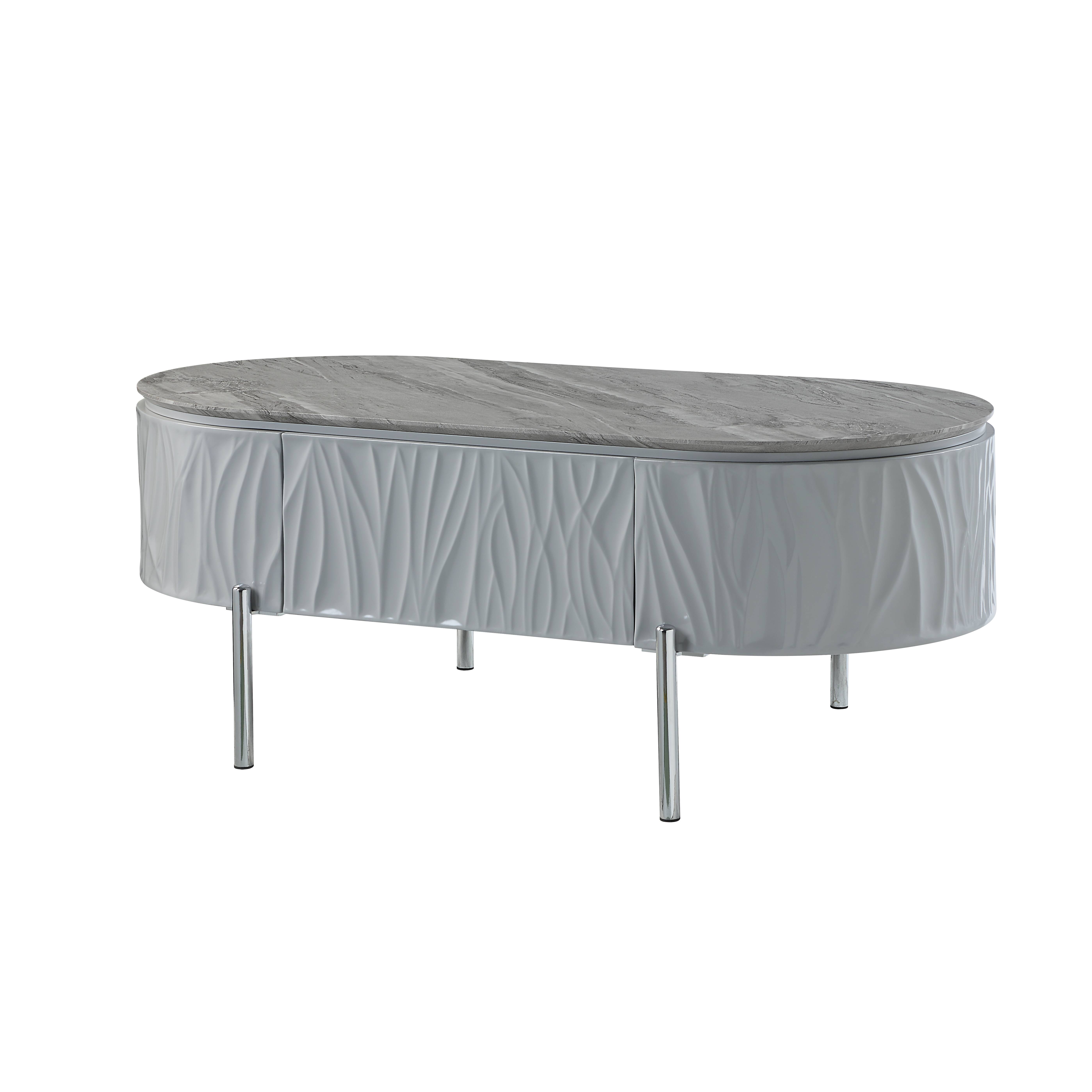 Grey High Gloss and Chrome Coffee Table