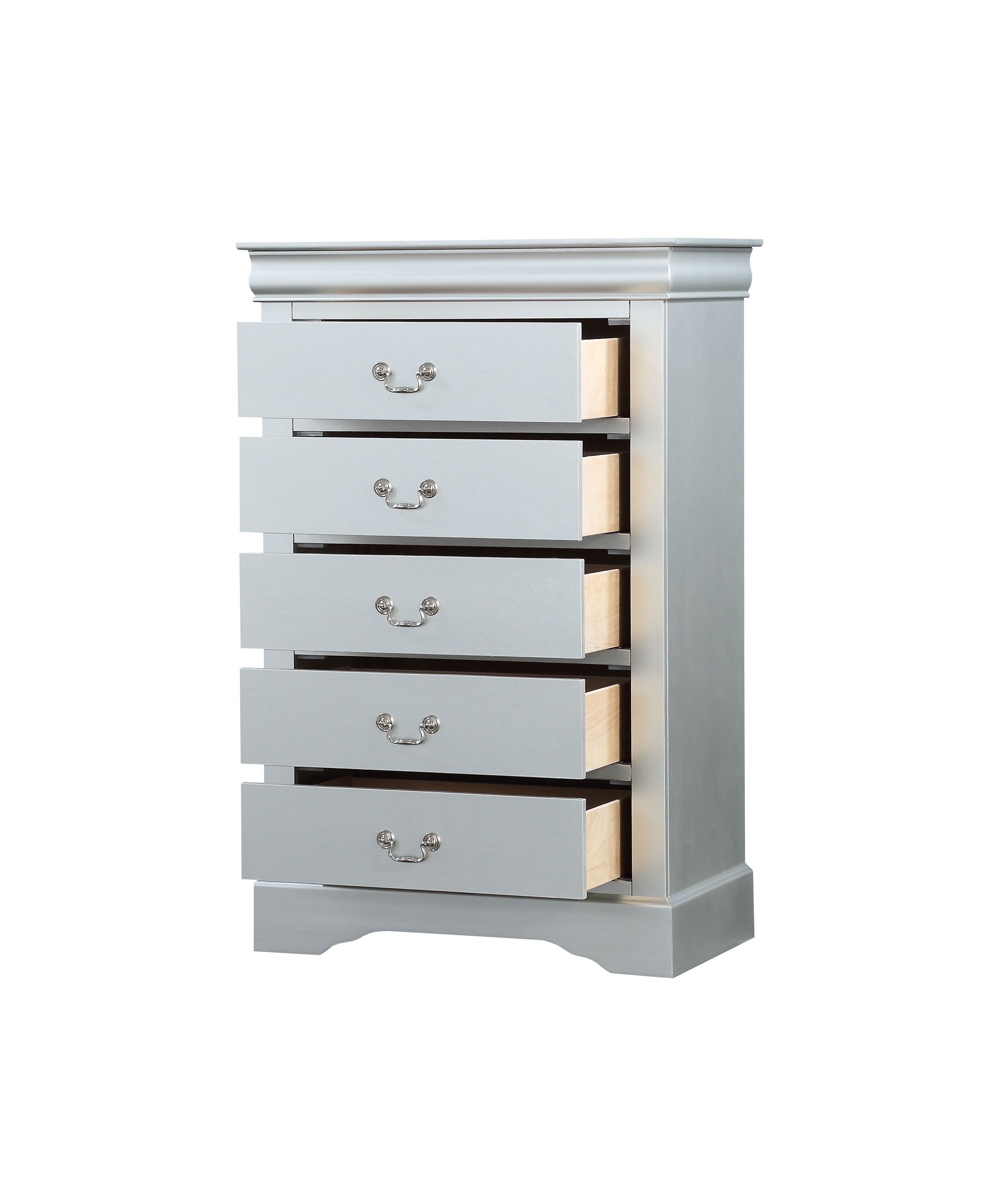 Platinum 5-Drawer Chest with Metal Handles