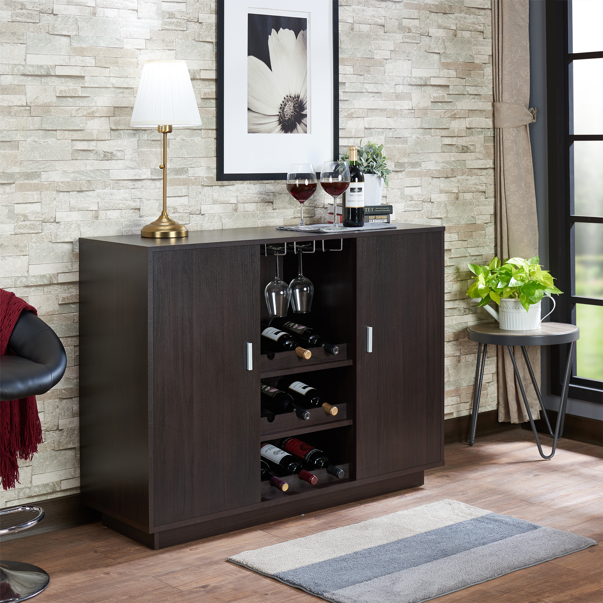 Espresso 2-Door Wine Cabinet