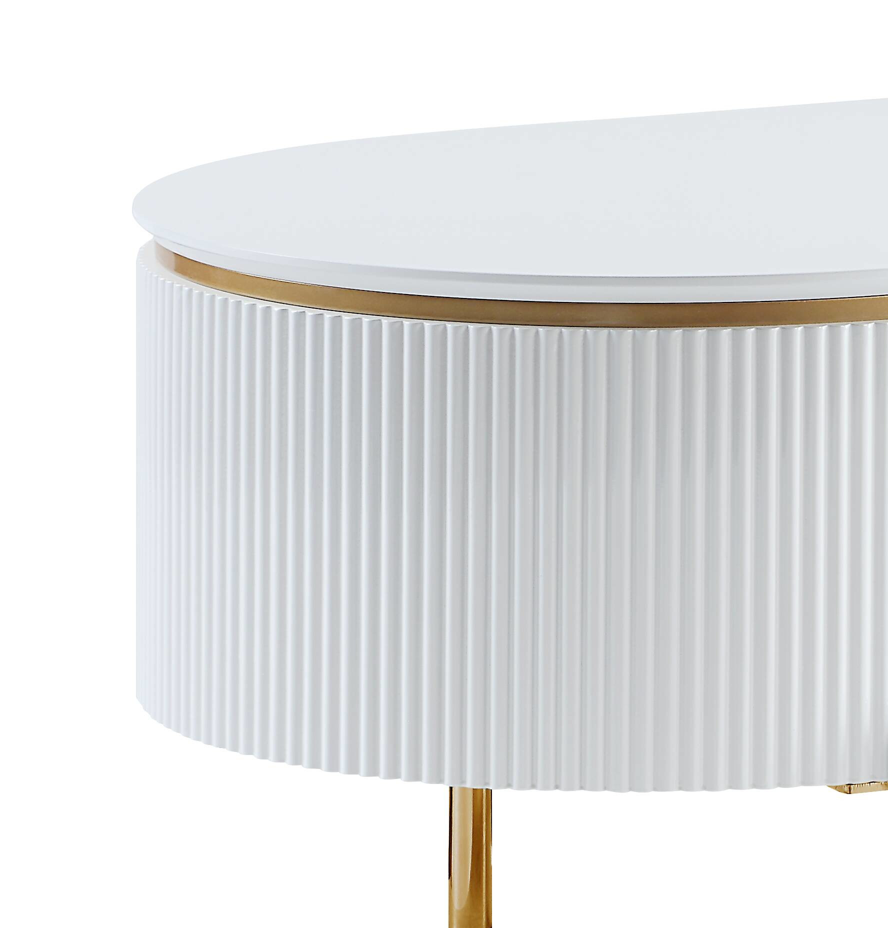 White High Gloss and Gold 1-Shelf Coffee Table