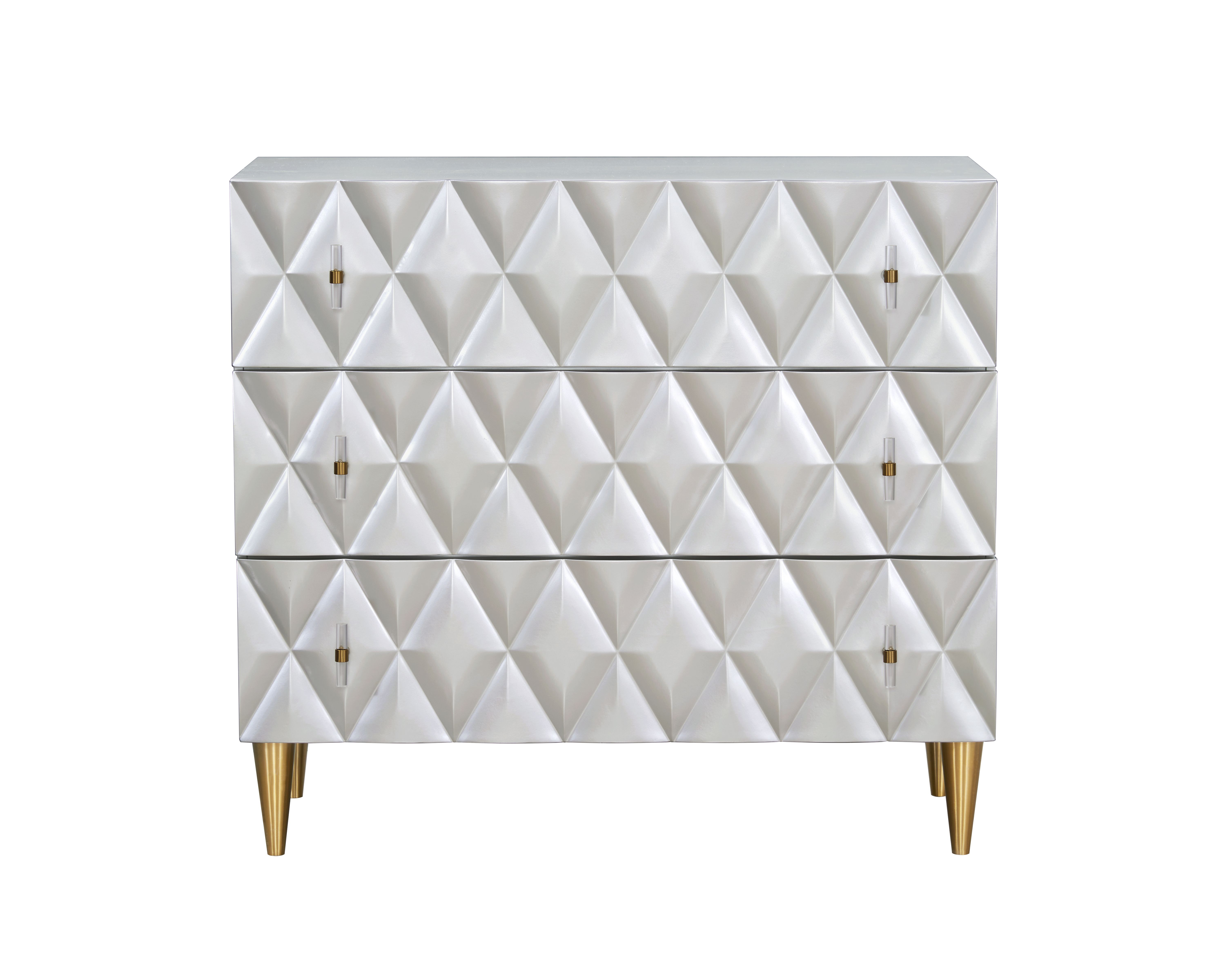 Metallic Silver and Champagne 3-Drawer Console Cabinet