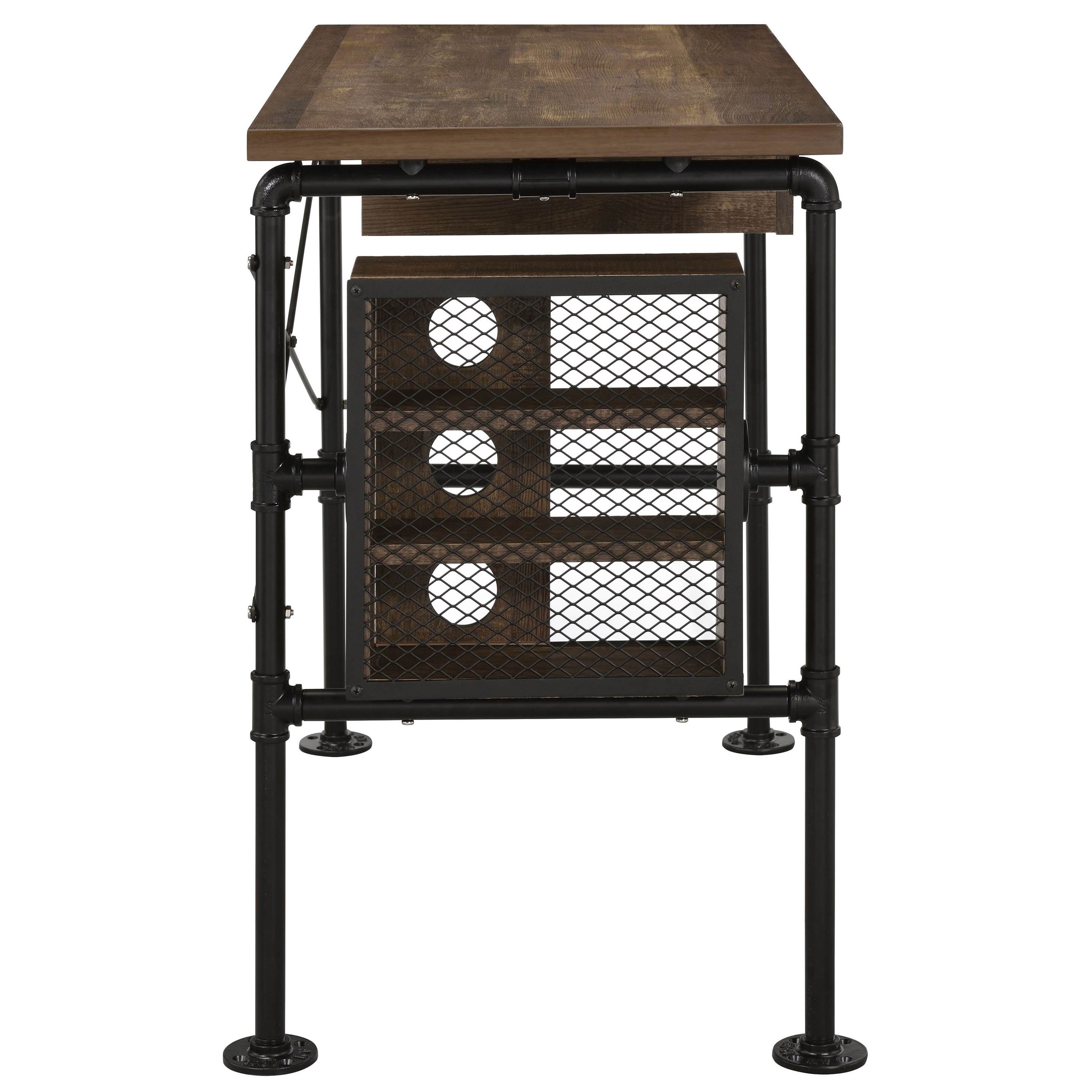 Weathered Oak and Black 1-drawer Writing Desk