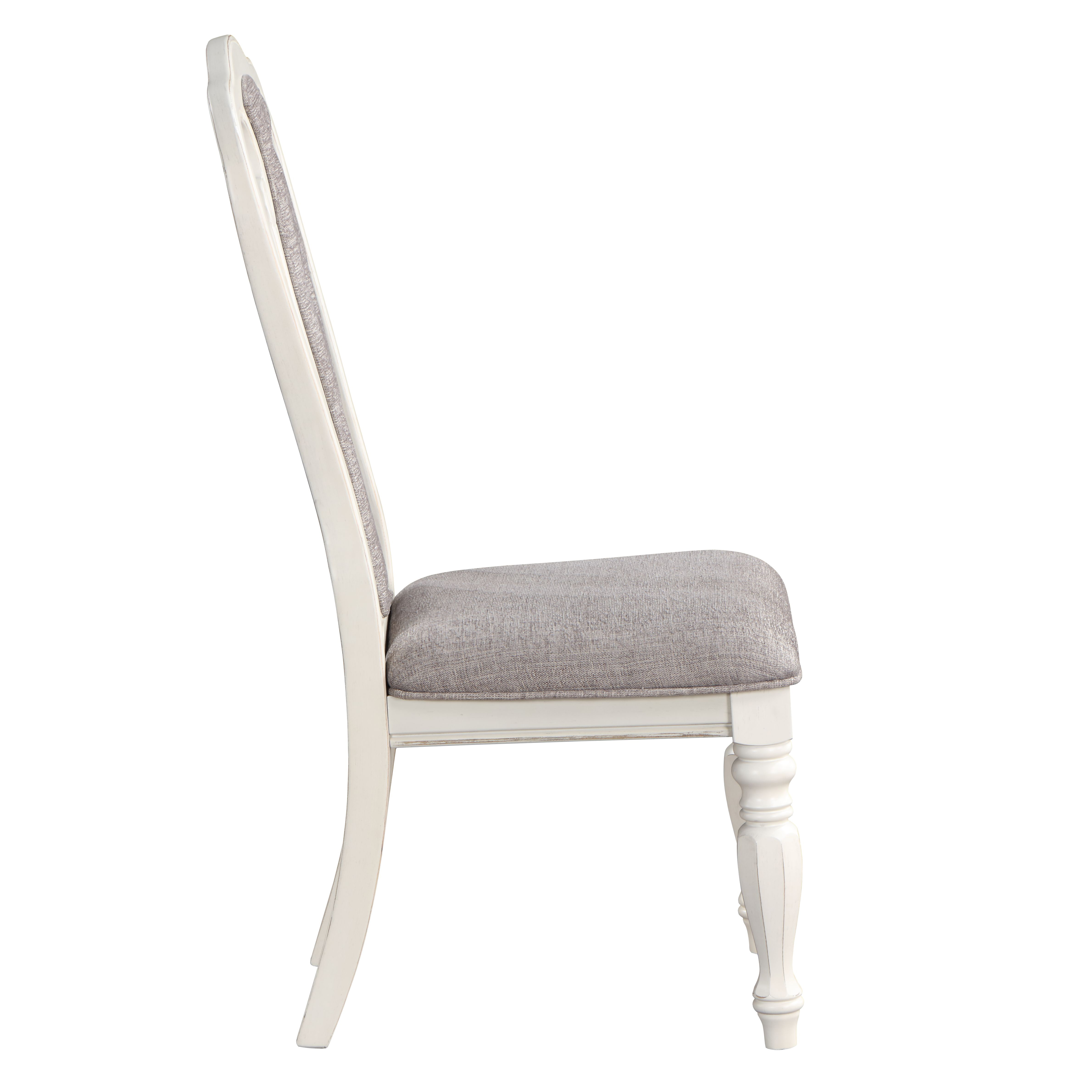 Grey and Antique White Padded Side Chair (Set of 2)