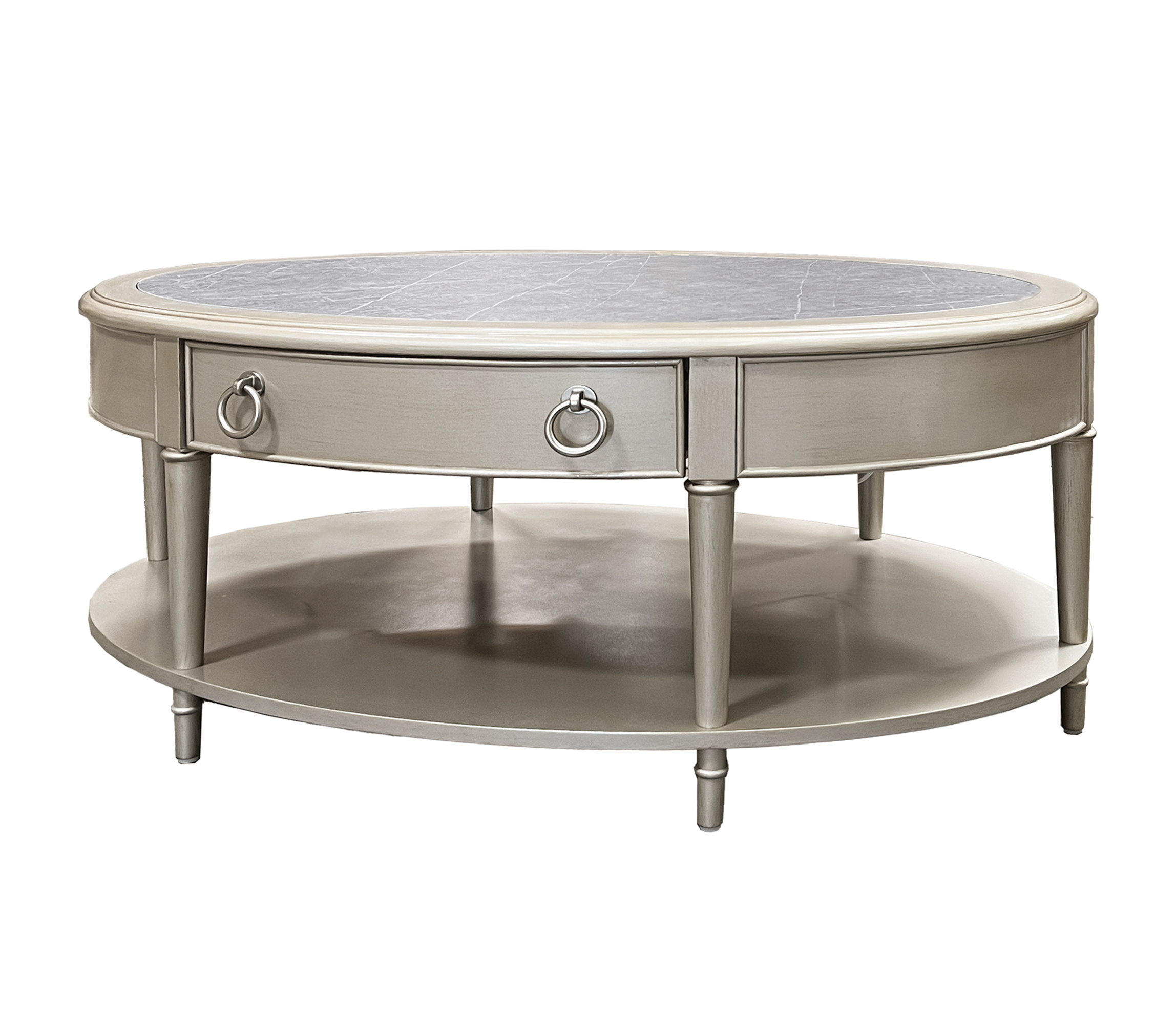 Sintered Stone and Champagne 1-Shelf Coffee Table