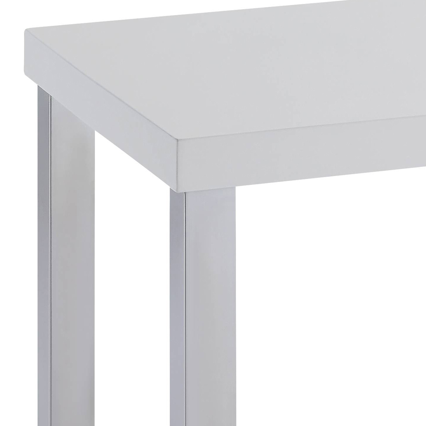 White High Gloss and Chrome End Table