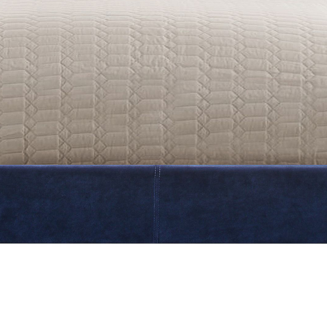 Dark Blue Eastern King Panel Bed with Nailhead Trim