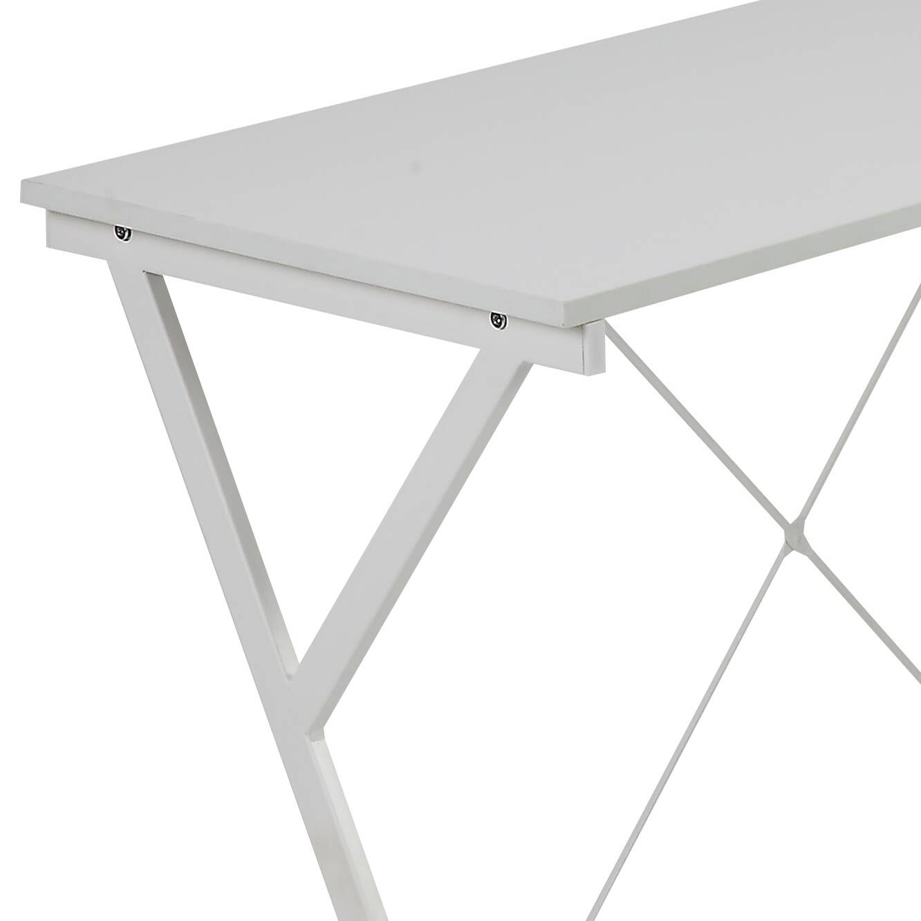 White L-shaped Computer Desk with CPU Holder