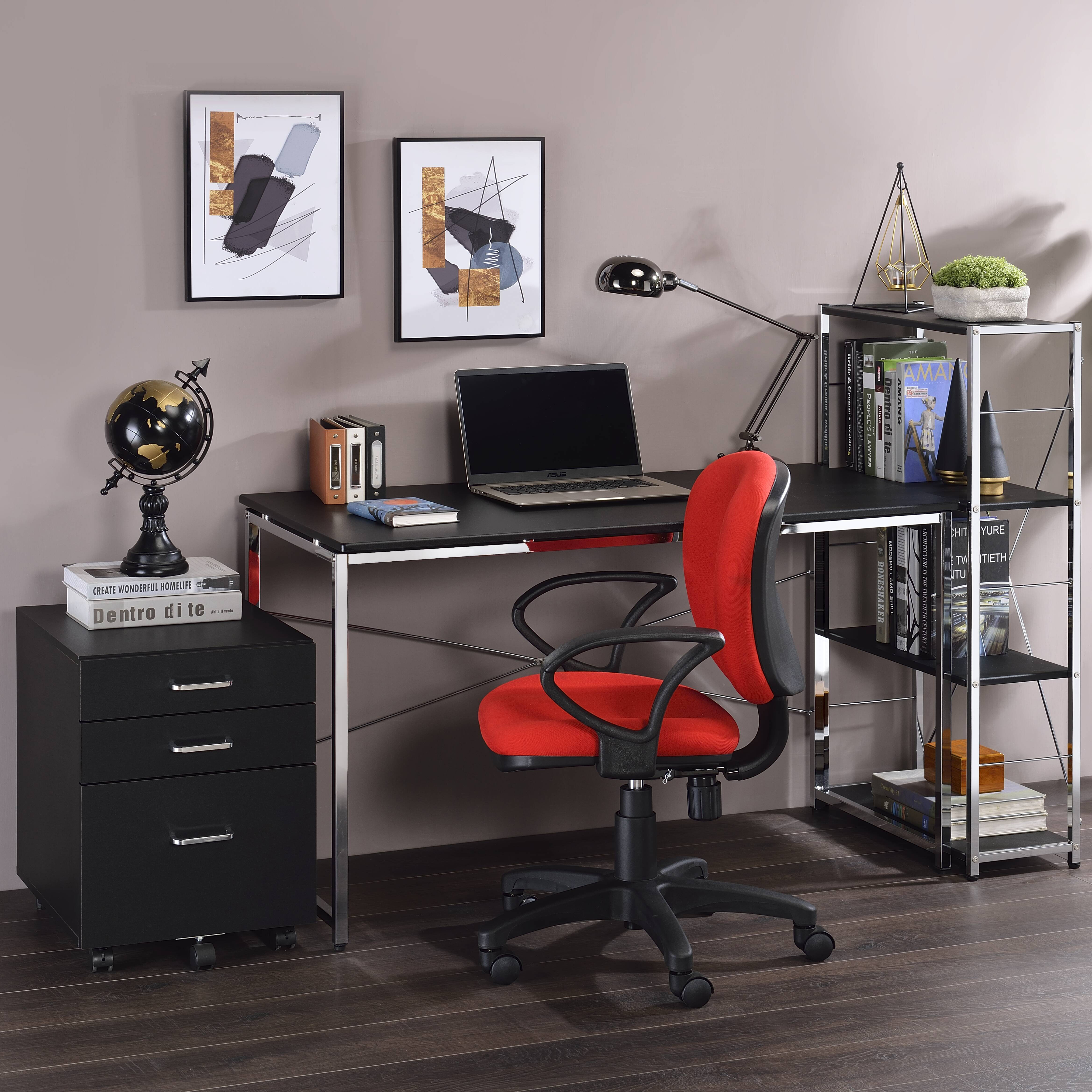 Black and Chrome Writing Desk with Sled Base