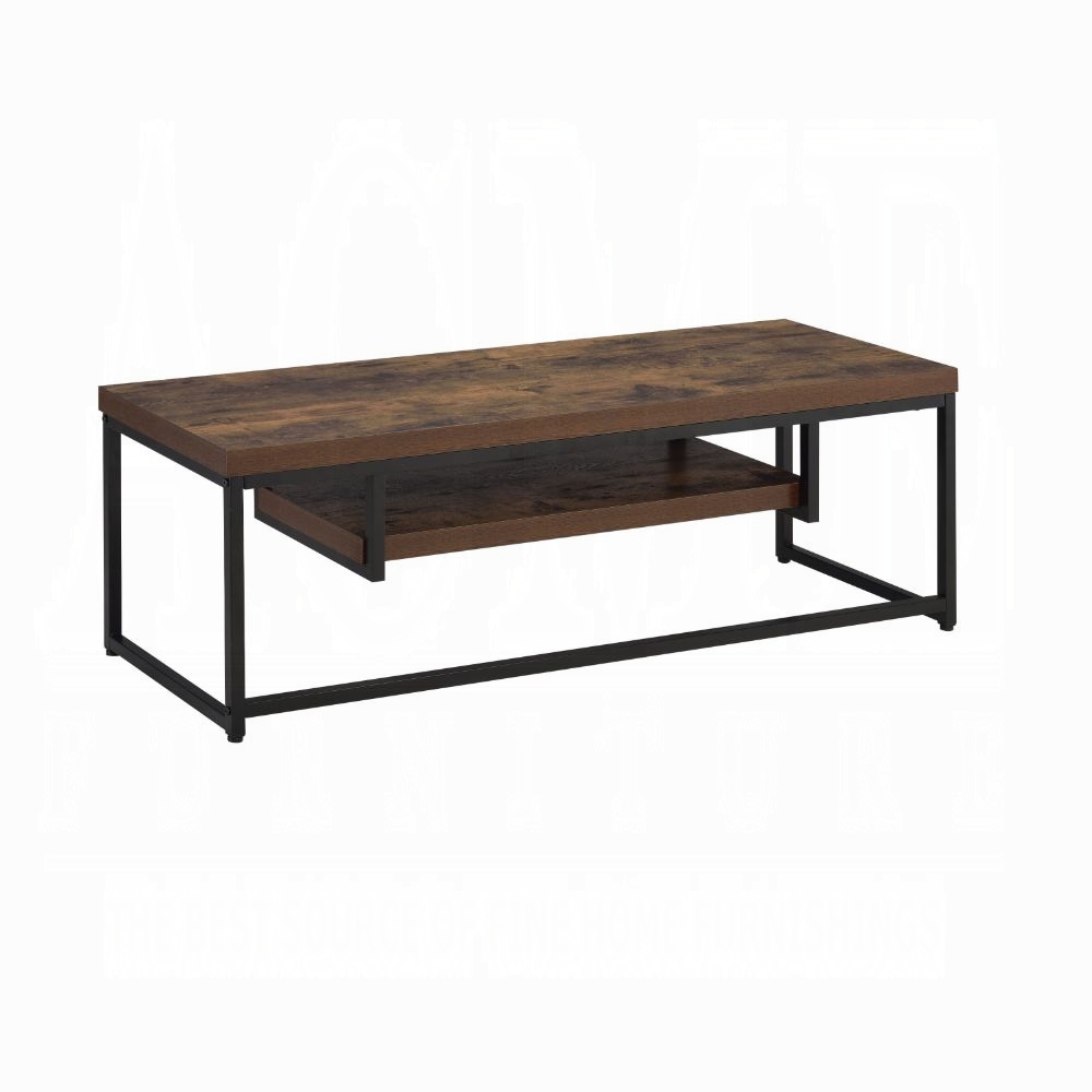 Weathered Oak and Black TV Stand with 1-Shelf