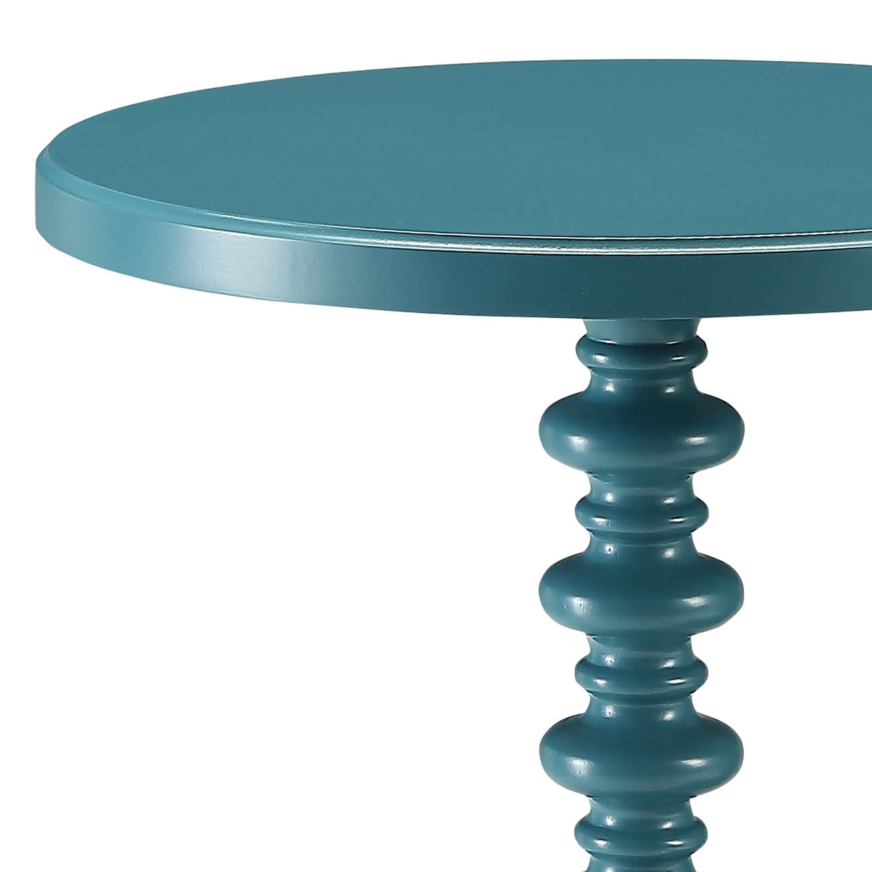 Teal Round Wooden Side Table